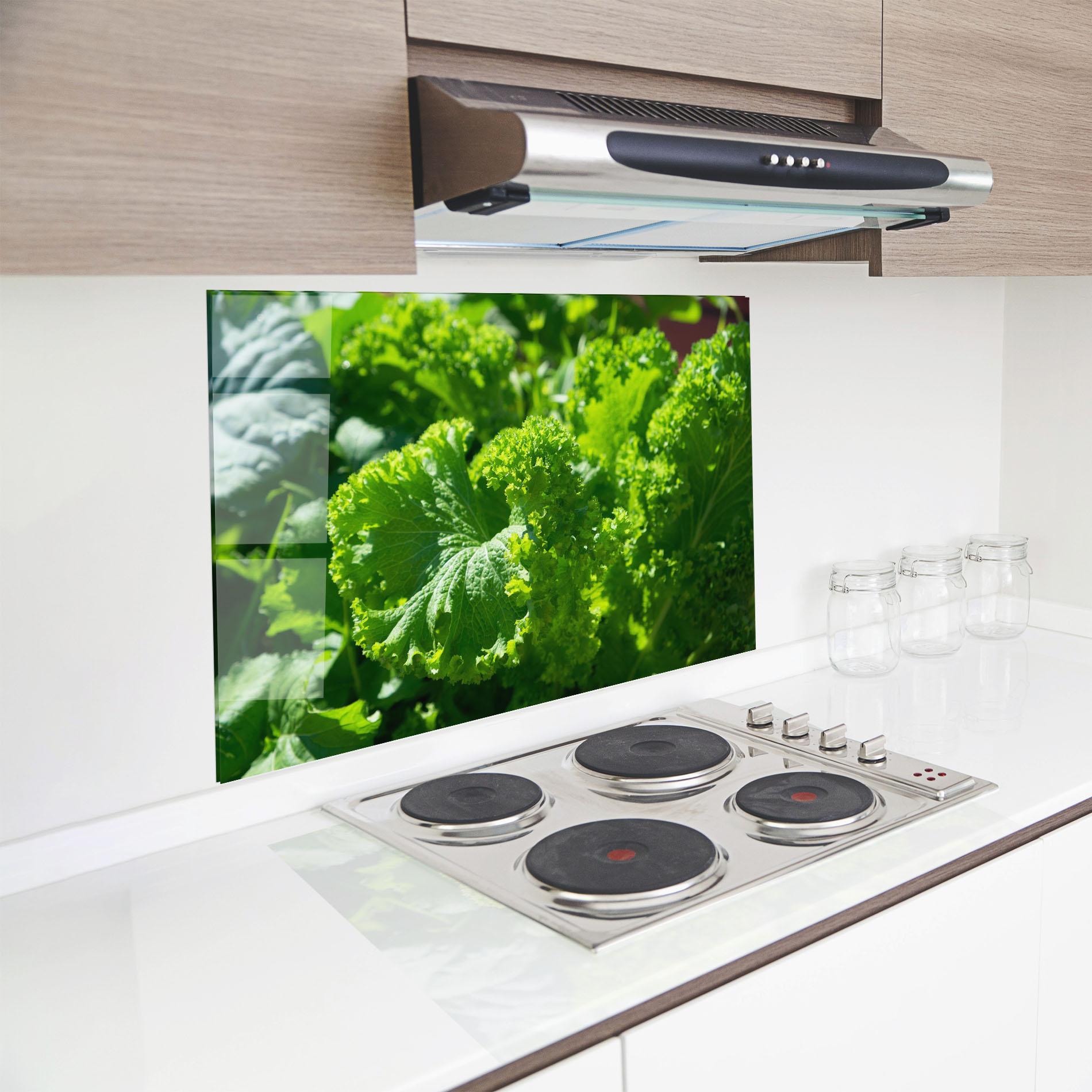 Panou Sticla Bucatarie Preetty Green Lettuce mockup 8