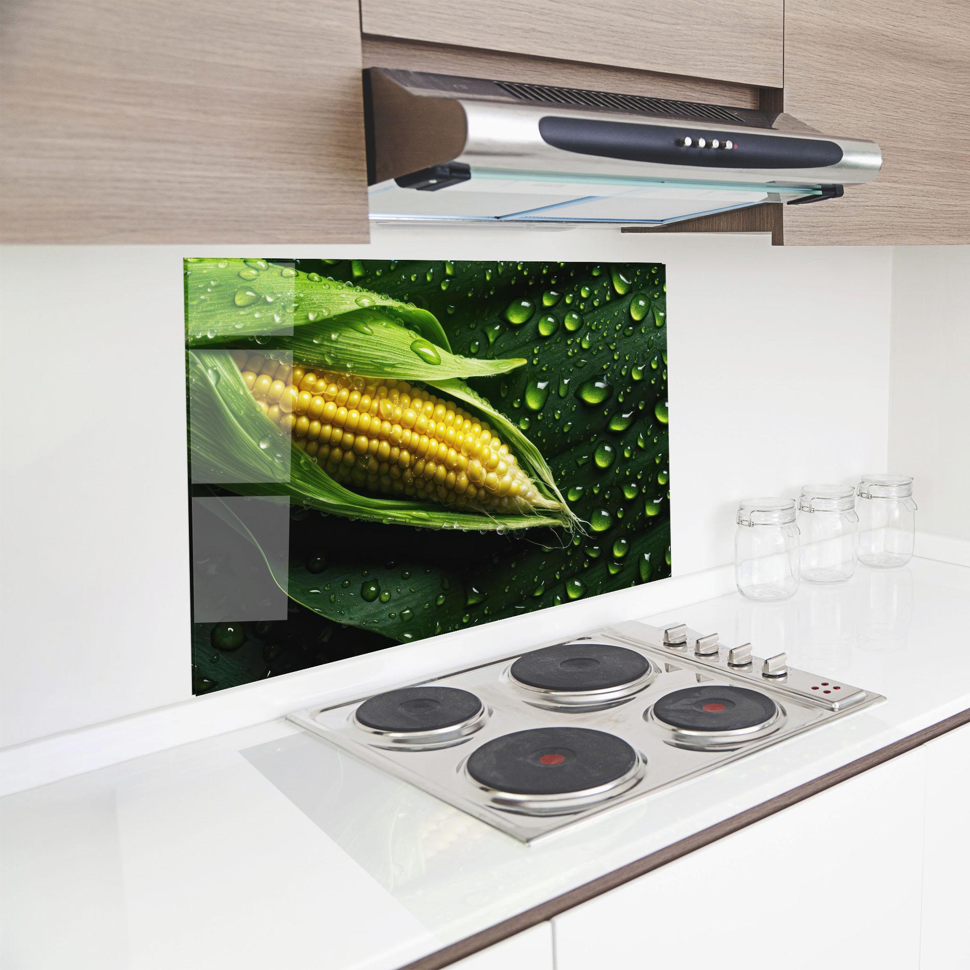 Panou Sticla Bucatarie Rainy Clean Corn mockup 8