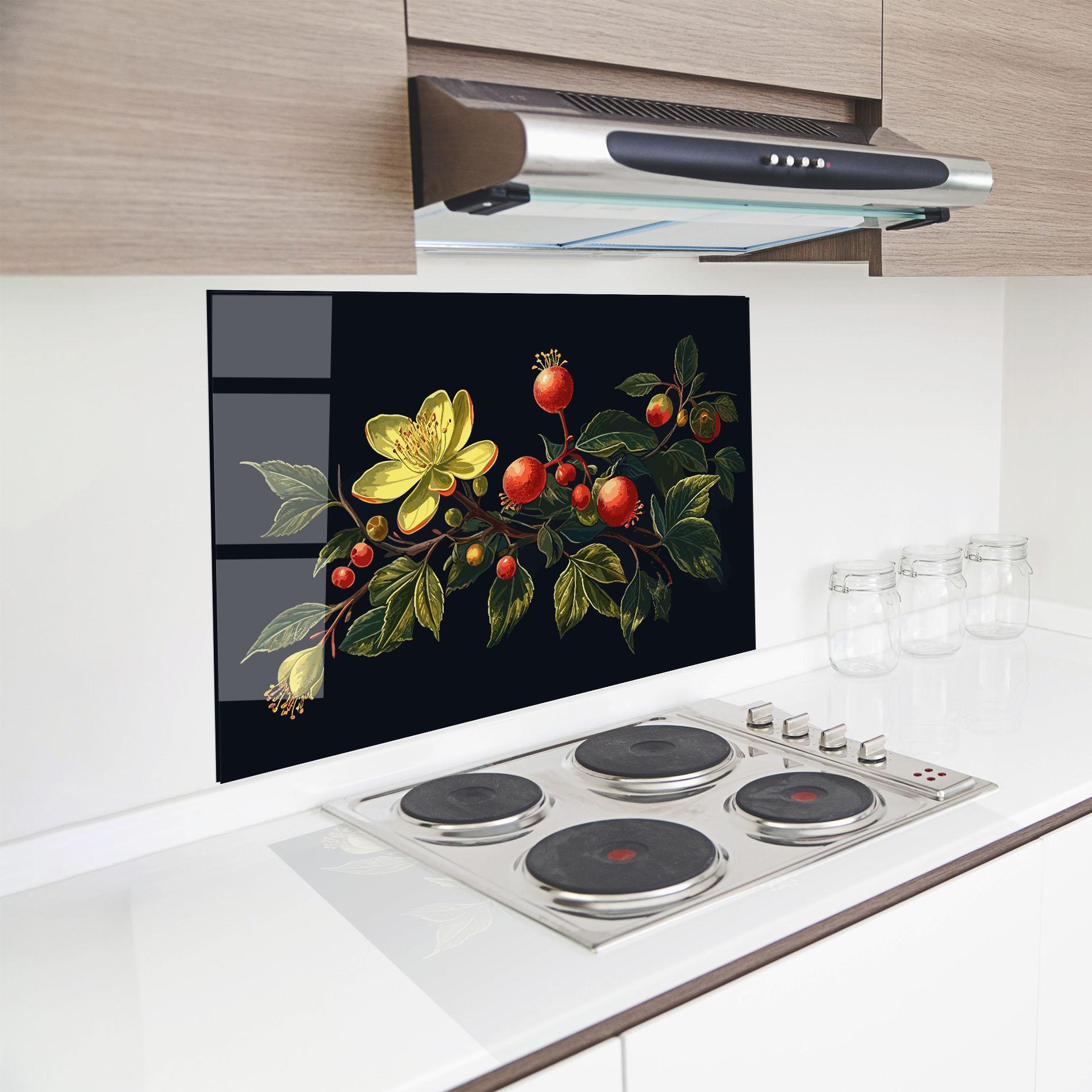 Panou Sticla Bucatarie Yellow Flower Food mockup 8