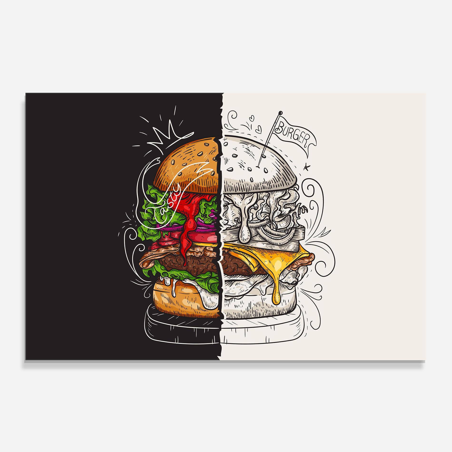 Panou Sticla Bucatarie Burger Art mockup 0