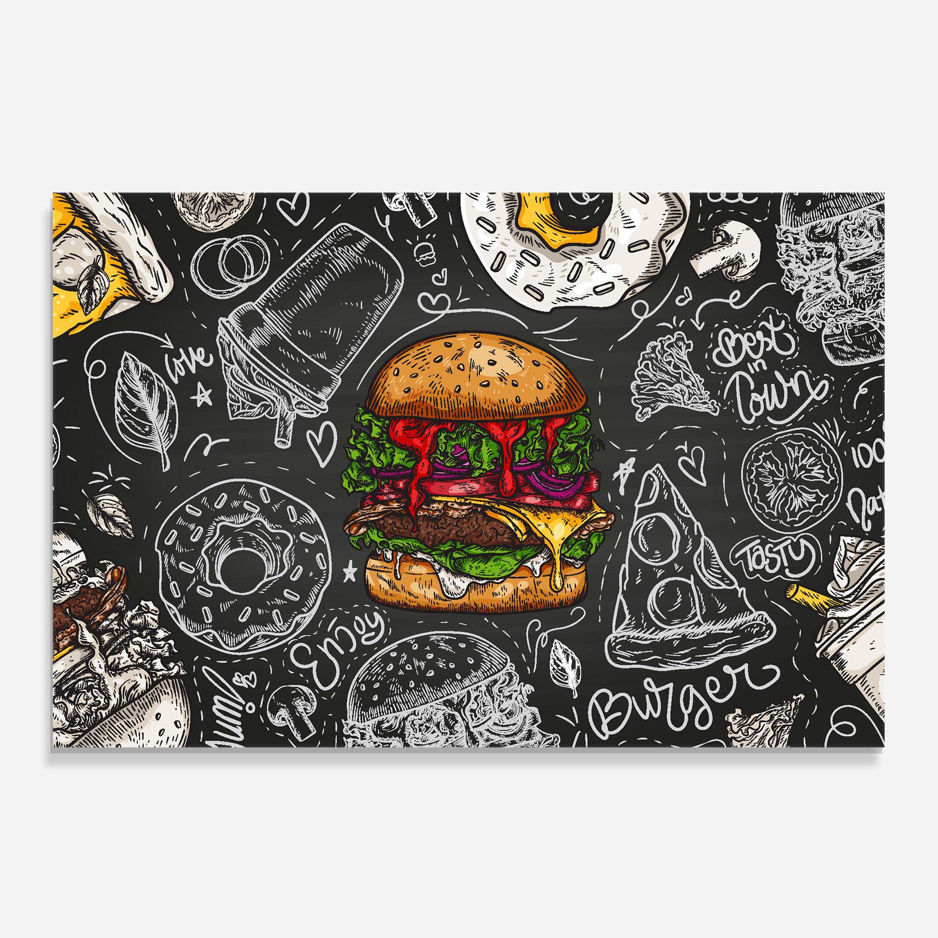 Panou Sticla Bucatarie Color Mix Burger mockup 0
