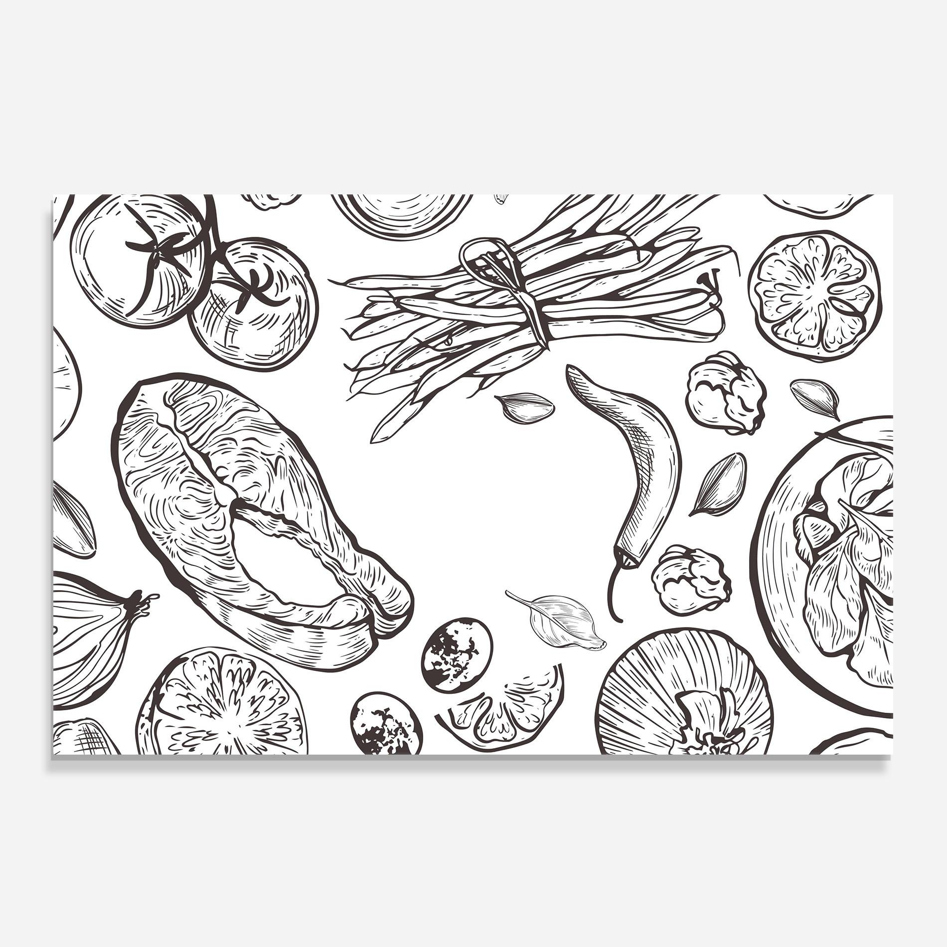 Panou Sticla Bucatarie Grey Line Food mockup 0