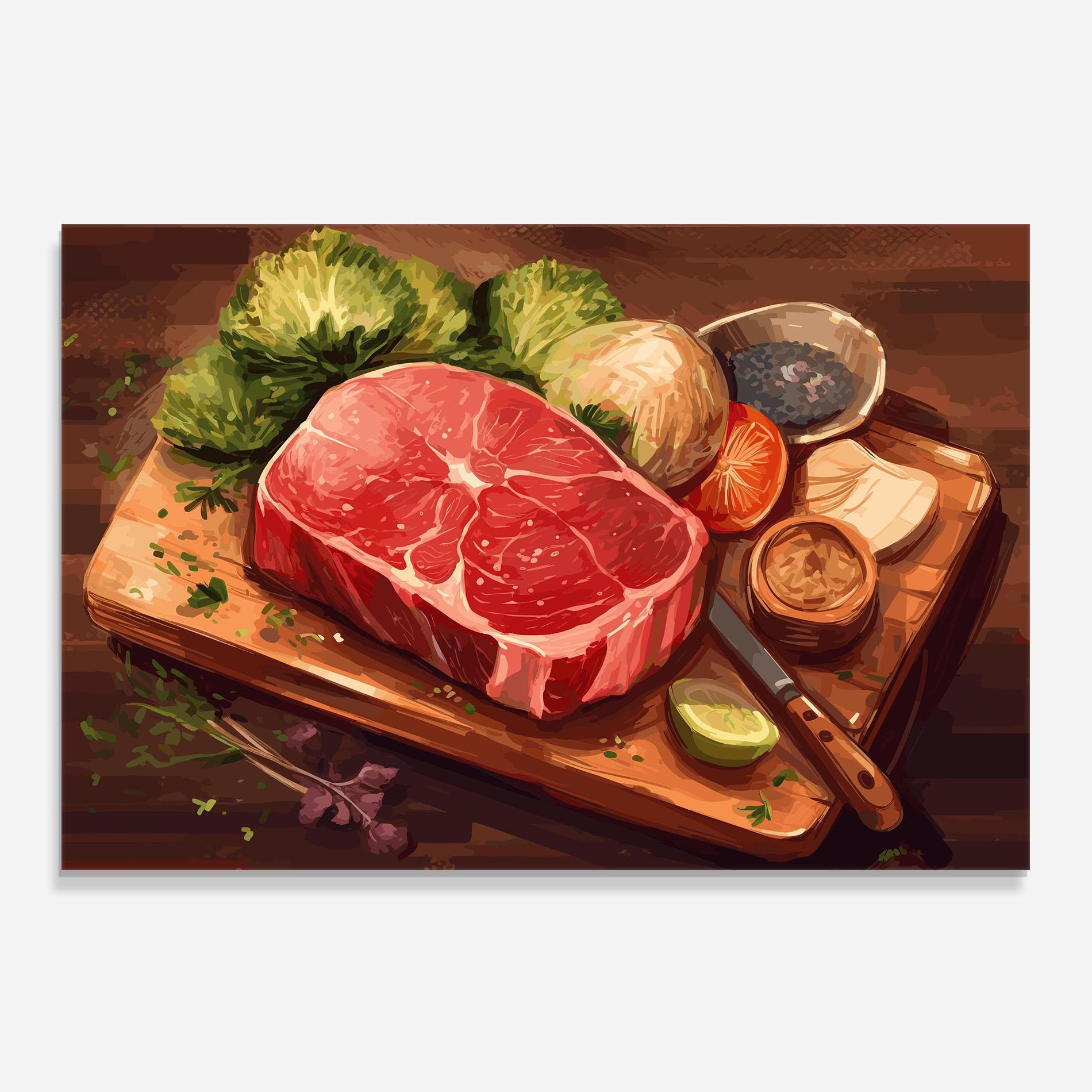 Panou Sticla Bucatarie Meat Preparing mockup 0