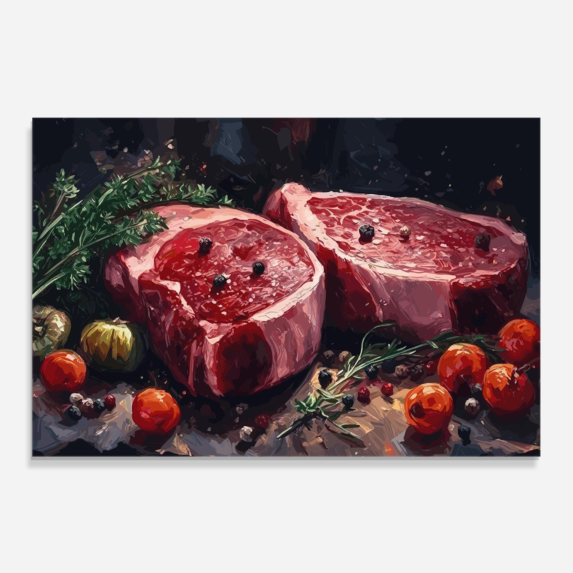 Panou Sticla Bucatarie Meat With Tomatoes mockup 0