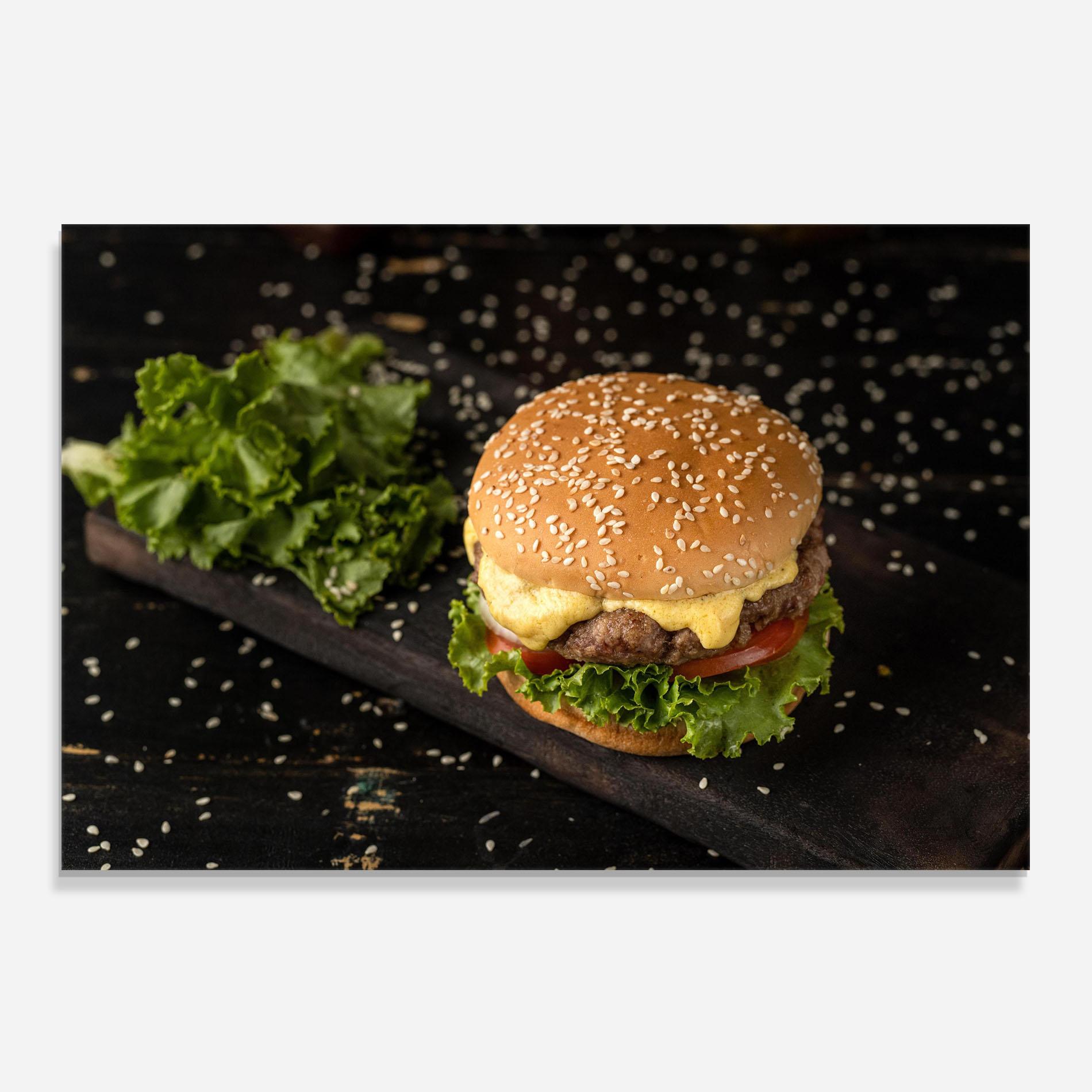 Panou Sticla Bucatarie Salad Hamburger mockup 0