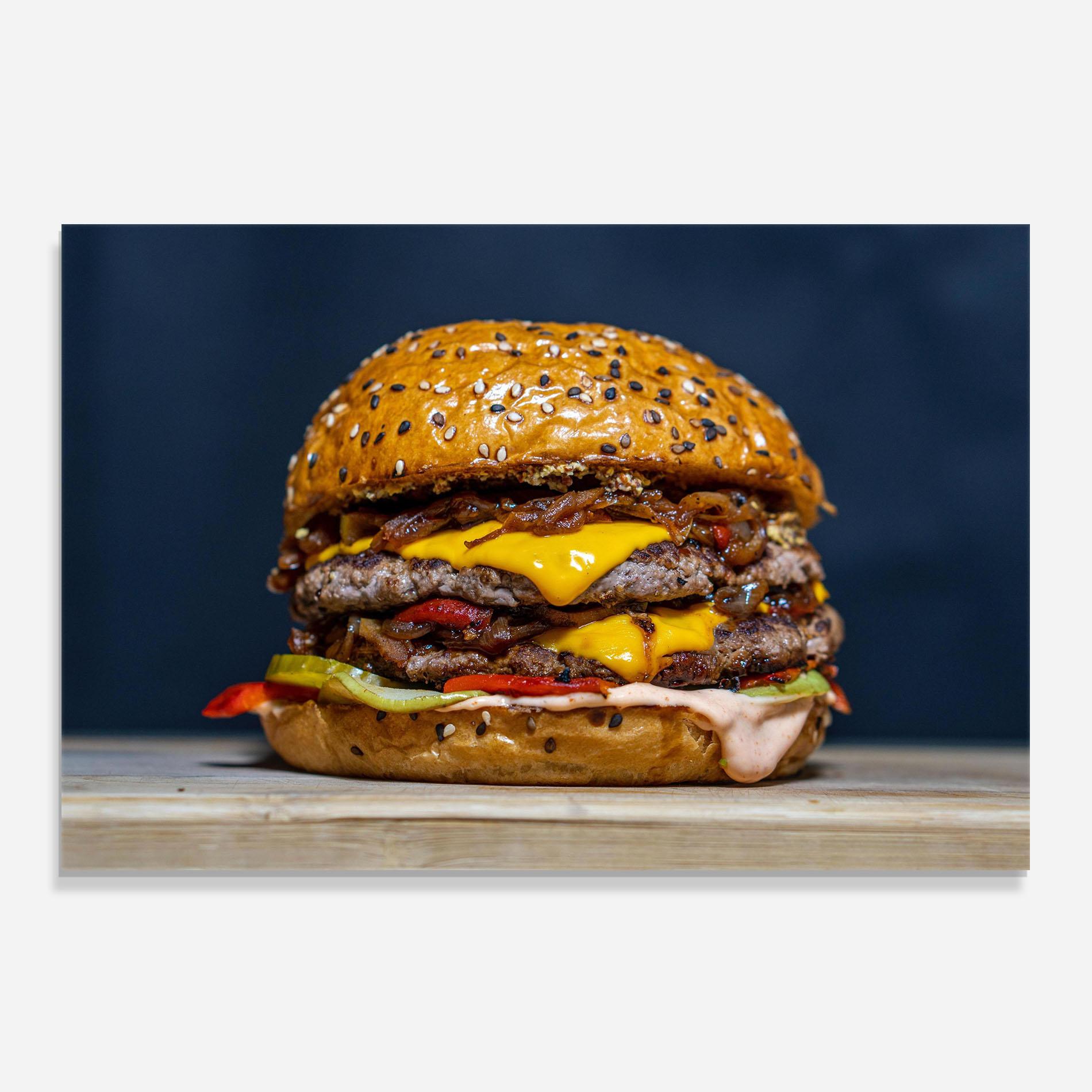 Panou Sticla Bucatarie Tasty Hamburger mockup 0