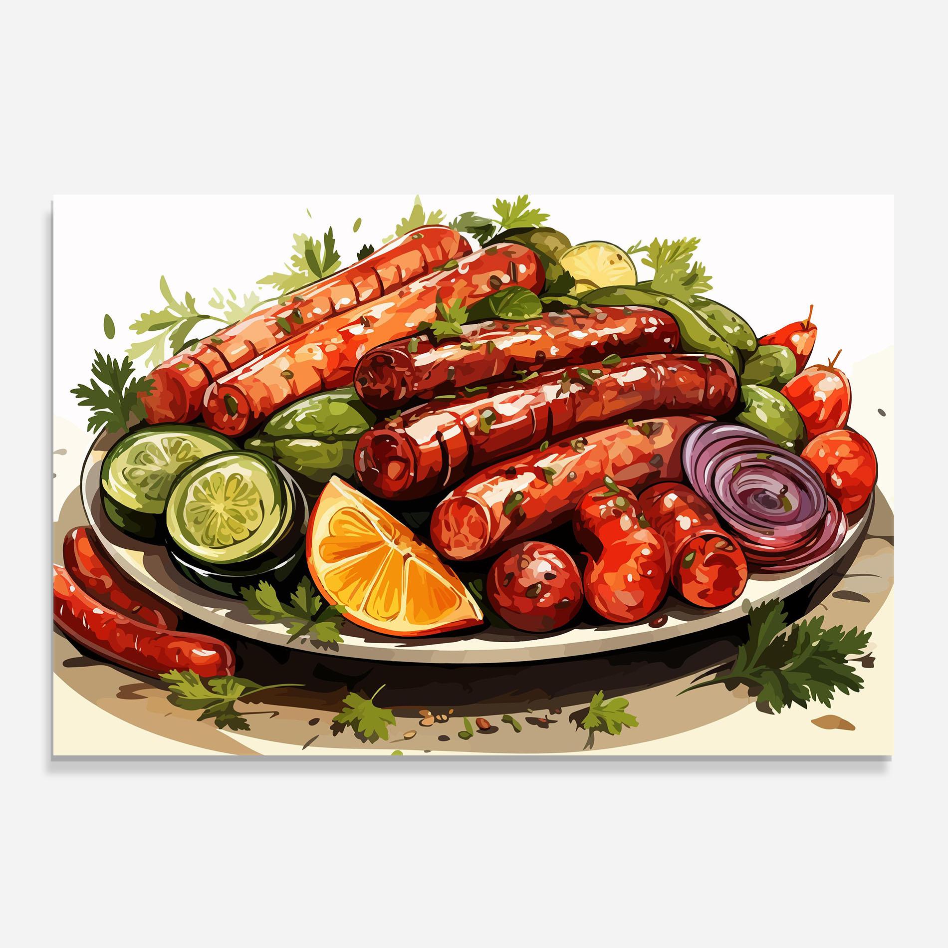 Panou Sticla Bucatarie Tasty Sousages mockup 0