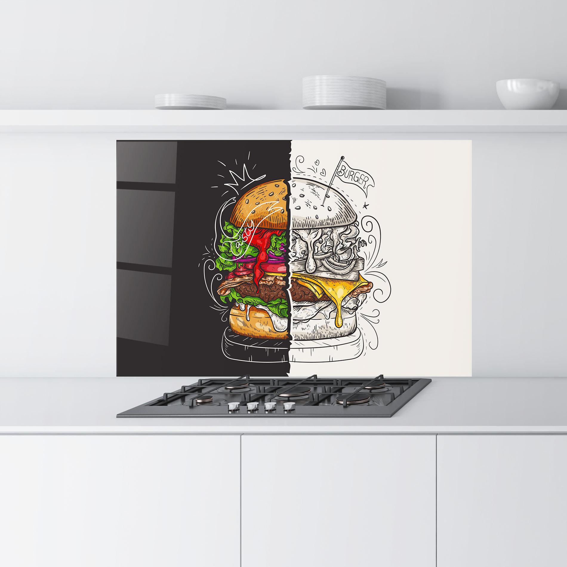 Panou Sticla Bucatarie Burger Art mockup 9