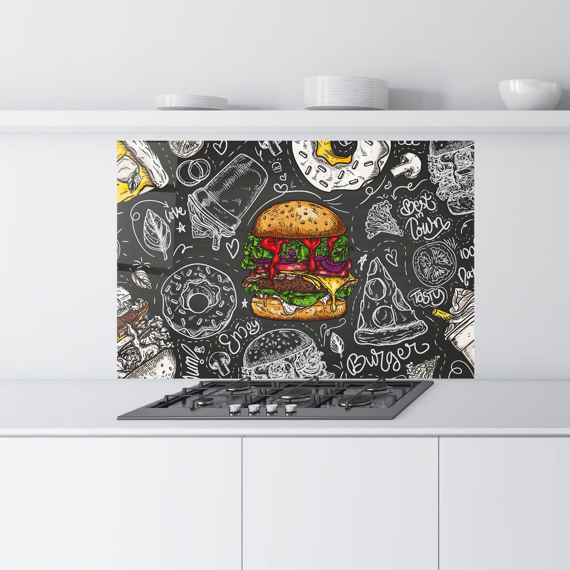 Panou Sticla Bucatarie Color Mix Burger mockup 9