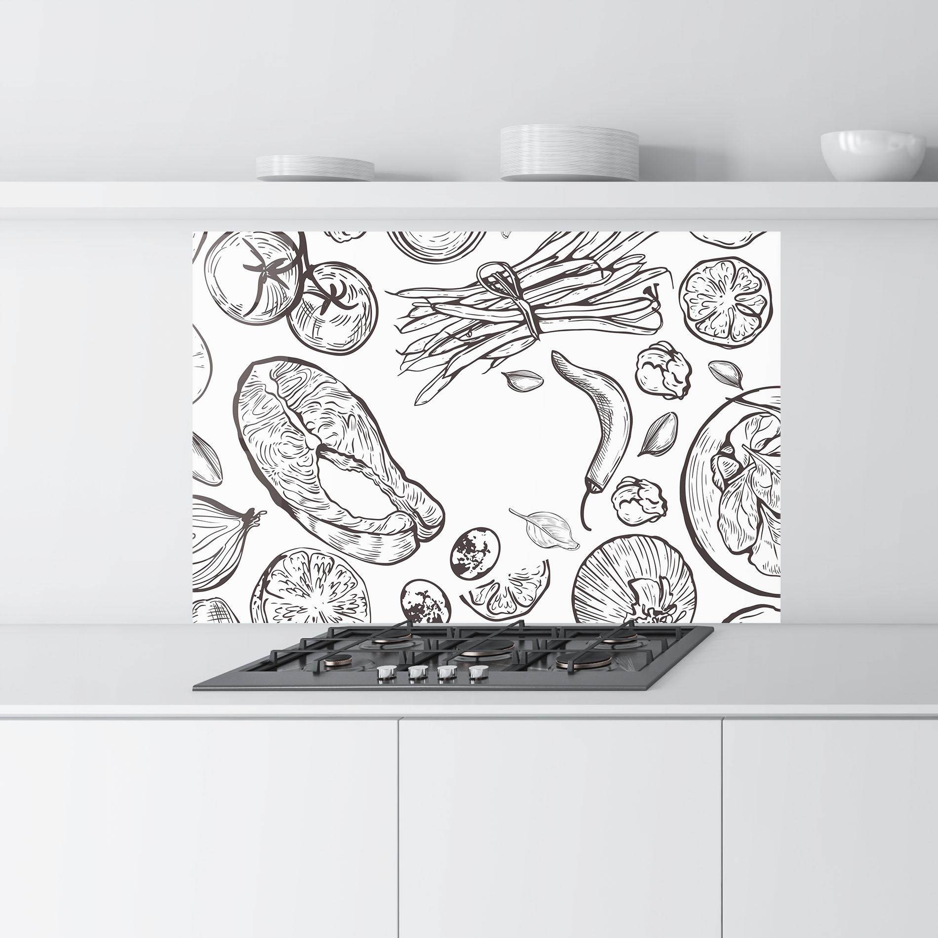 Panou Sticla Bucatarie Grey Line Food mockup 9