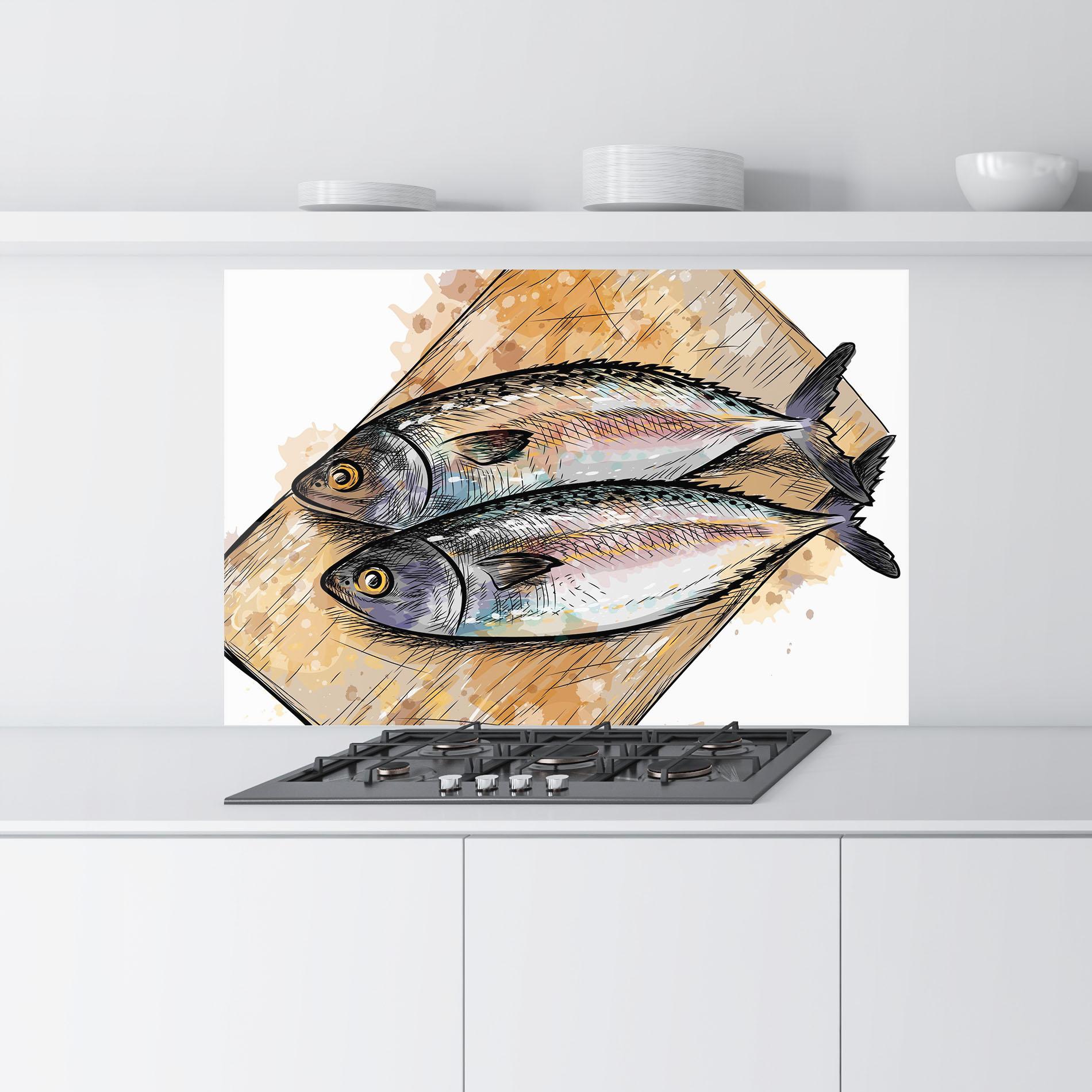 Panou Sticla Bucatarie Grilled Fish mockup 9