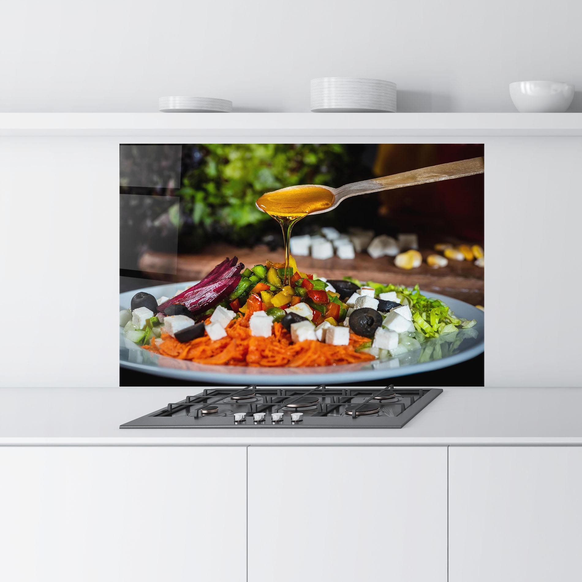 Panou Sticla Bucatarie Honey Over Food mockup 9