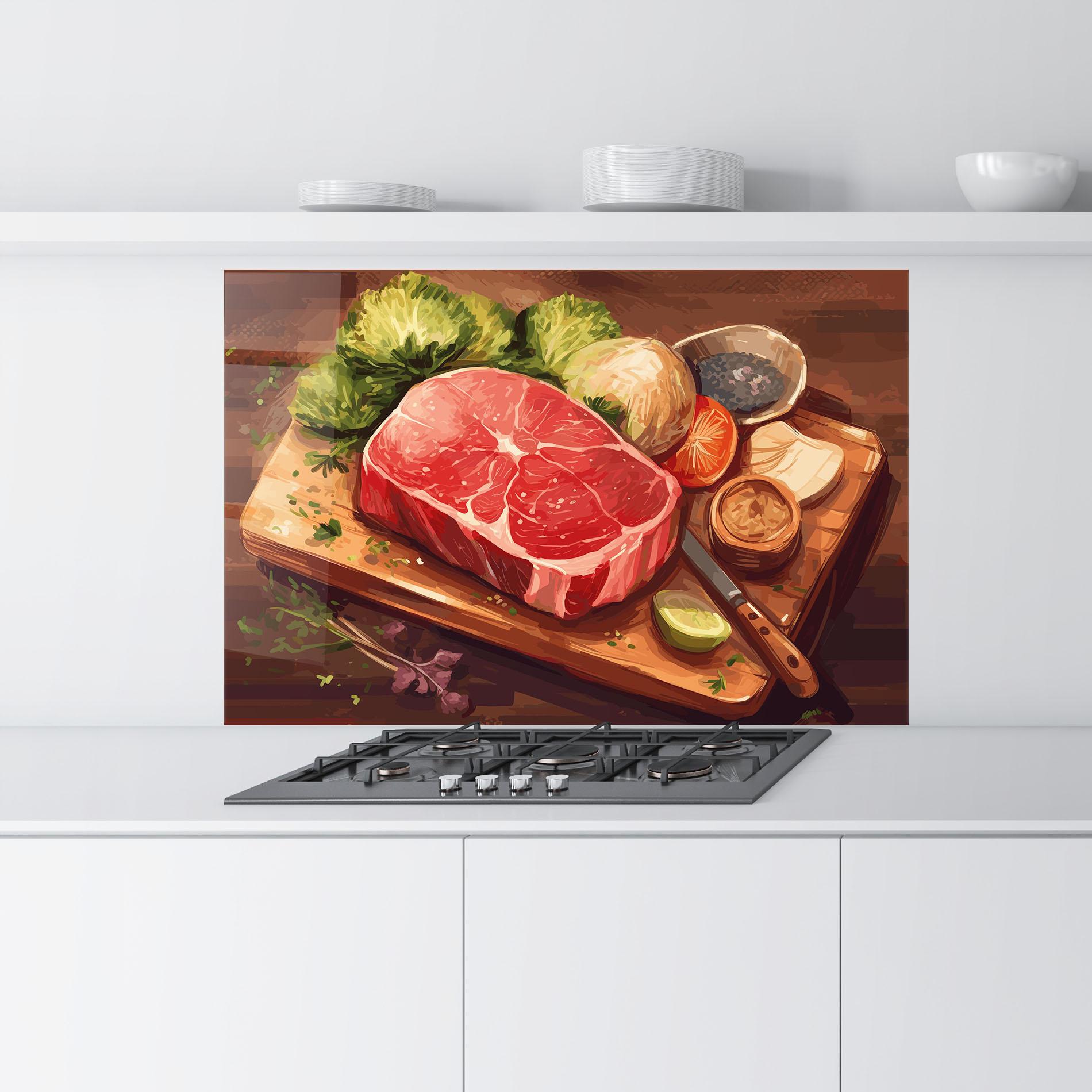 Panou Sticla Bucatarie Meat Preparing mockup 9