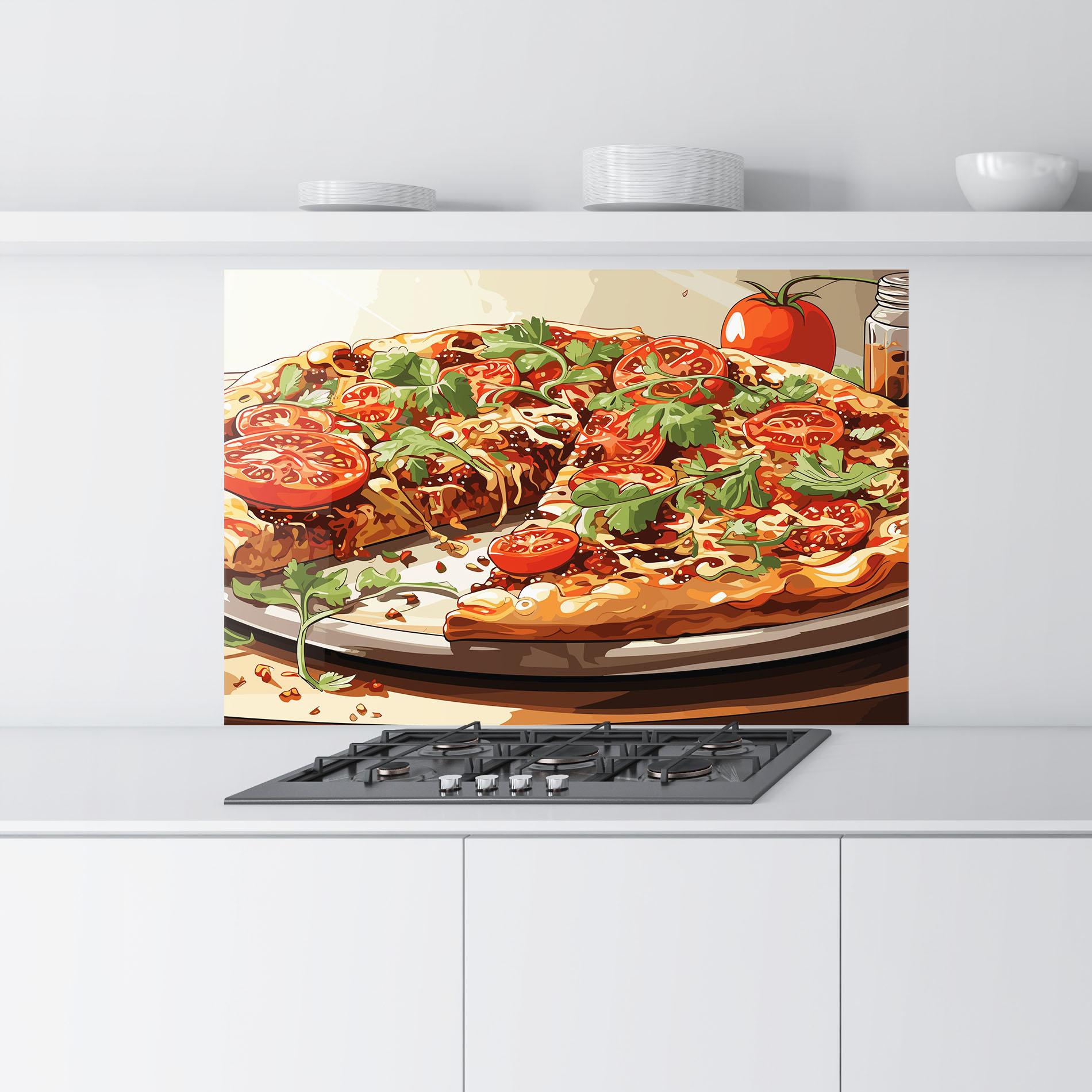 Panou Sticla Bucatarie Pizza View mockup 9