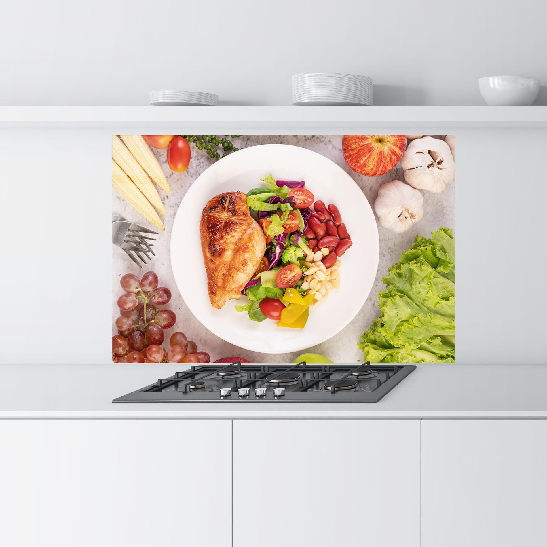 Panou Sticla Bucatarie Salad With Chicken mockup 9