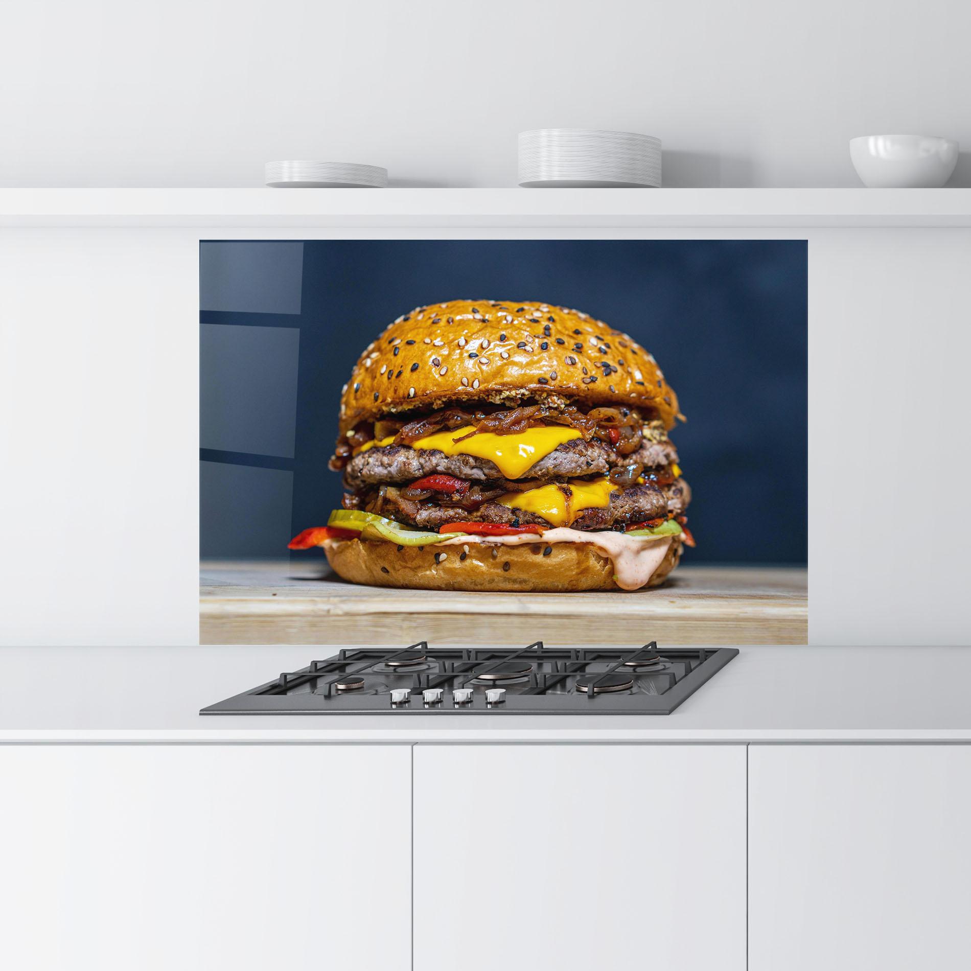 Panou Sticla Bucatarie Tasty Hamburger mockup 9