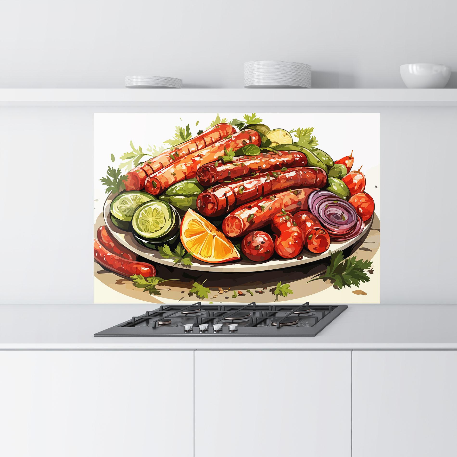 Panou Sticla Bucatarie Tasty Sousages mockup 9