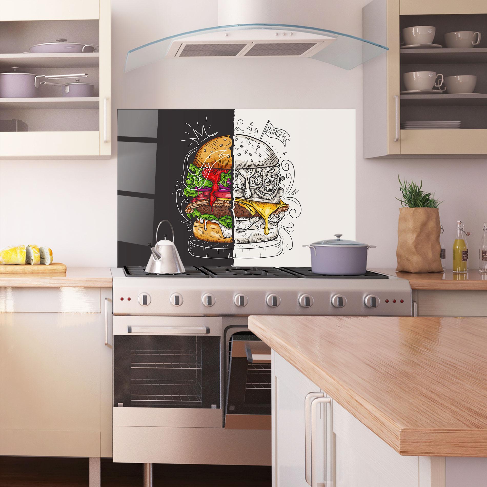 Panou Sticla Bucatarie Burger Art mockup 1
