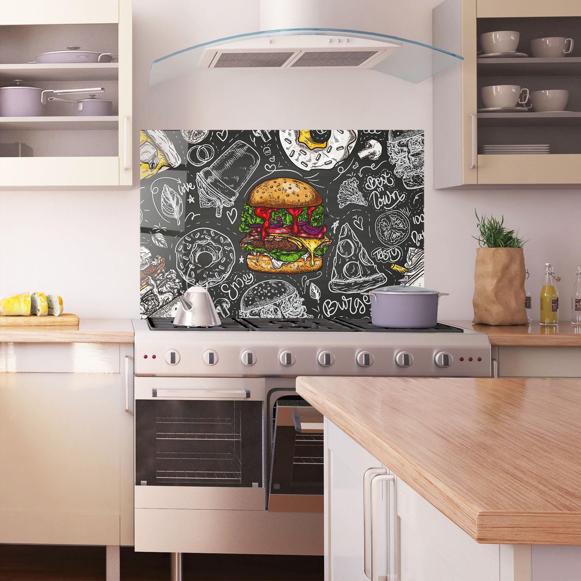 Panou Sticla Bucatarie Color Mix Burger mockup 1