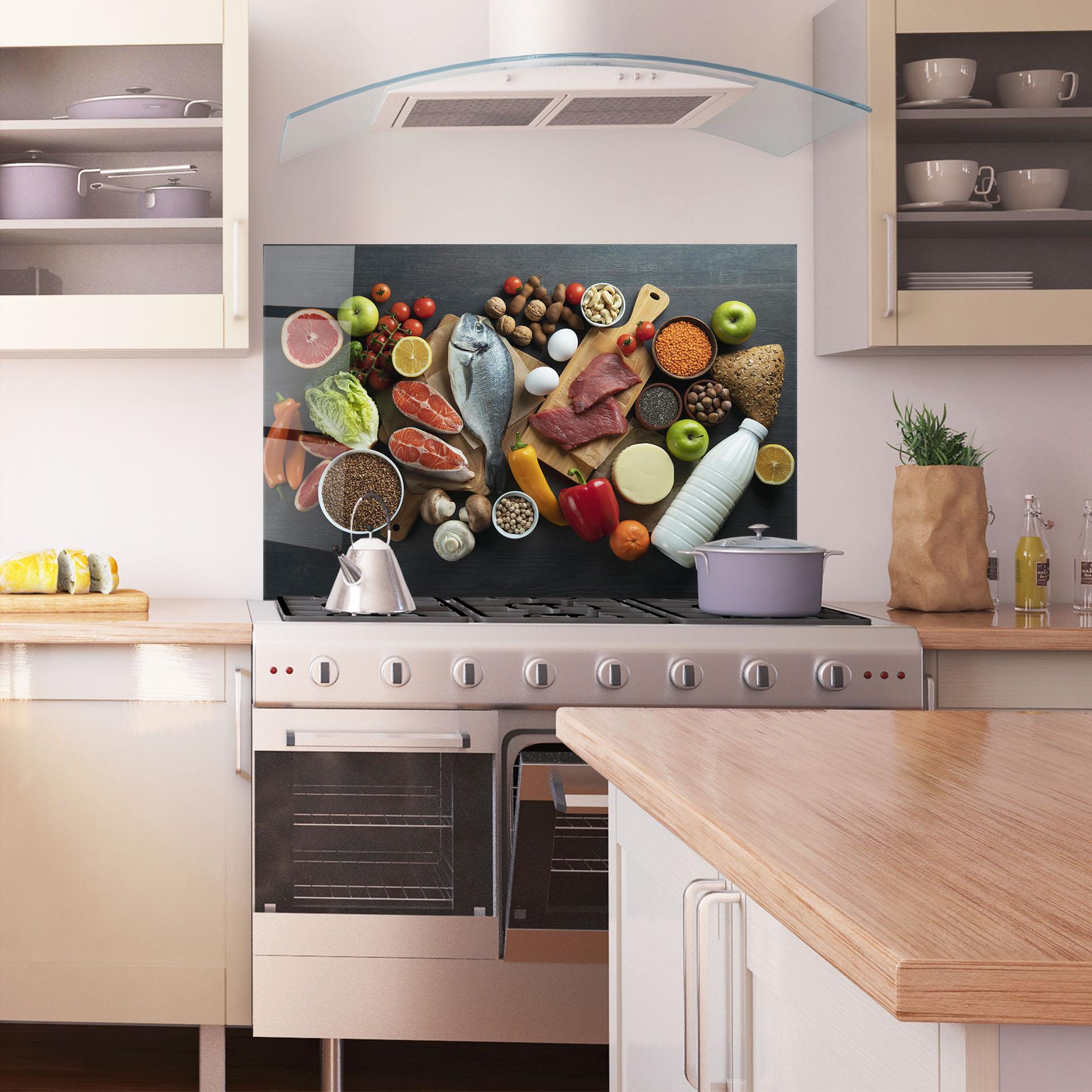 Panou Sticla Bucatarie Food Ingredients mockup 1