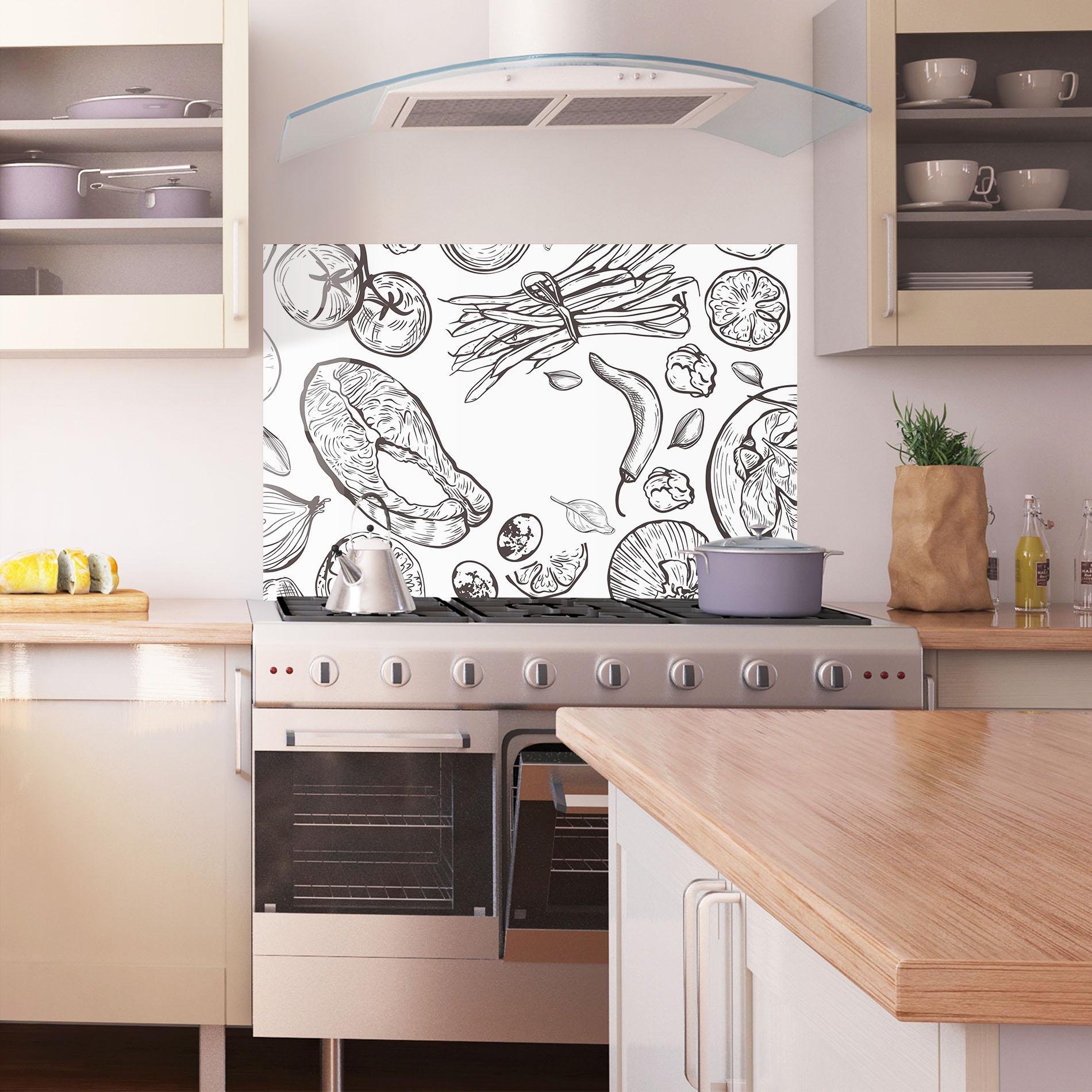 Panou Sticla Bucatarie Grey Line Food mockup 1