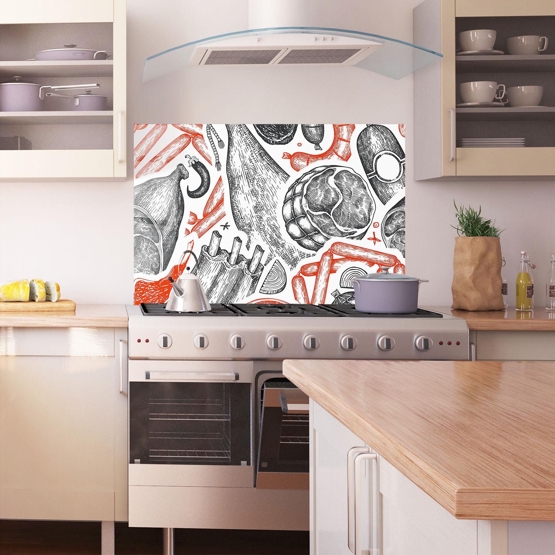 Panou Sticla Bucatarie Orange Grey Meat mockup 1