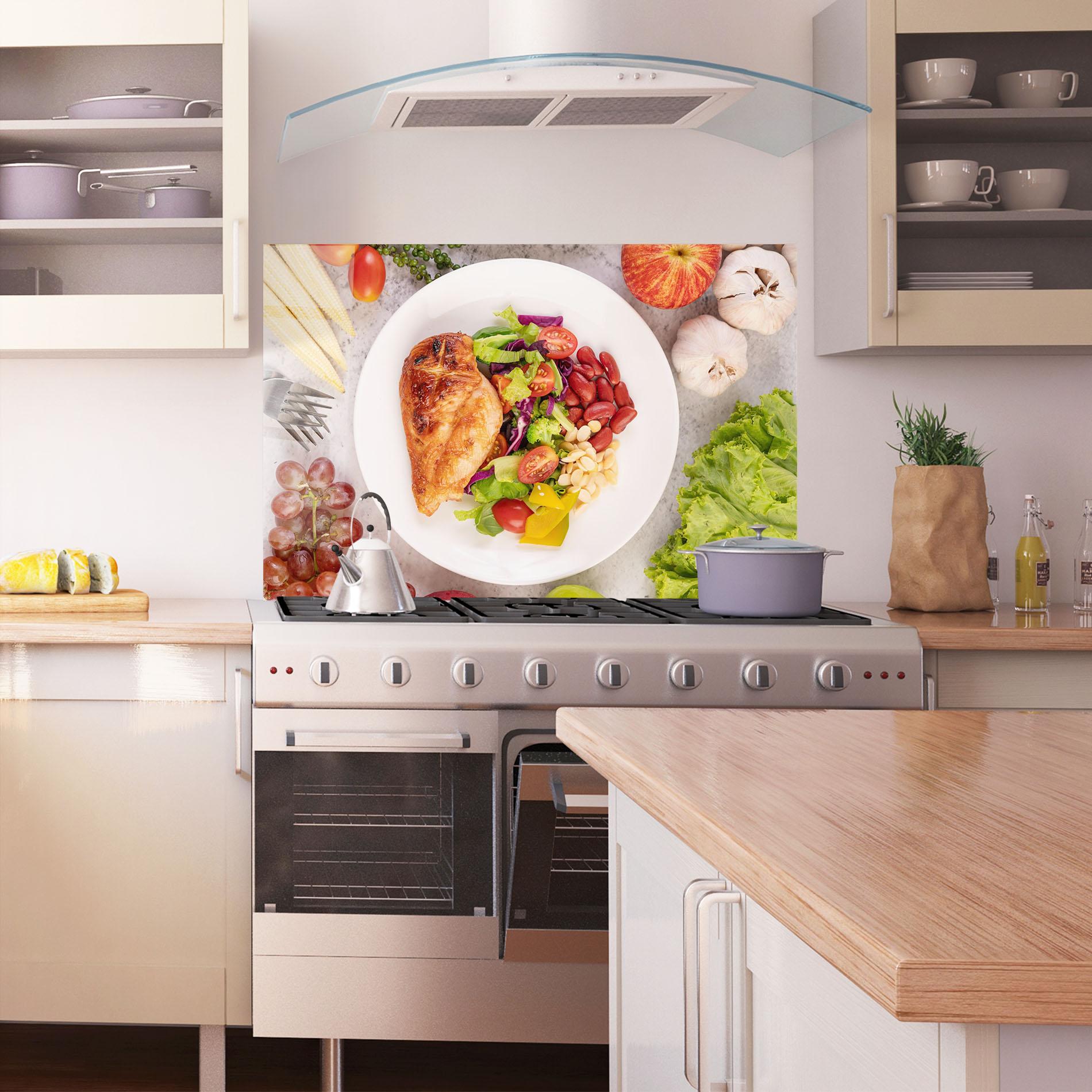 Panou Sticla Bucatarie Salad With Chicken mockup 1