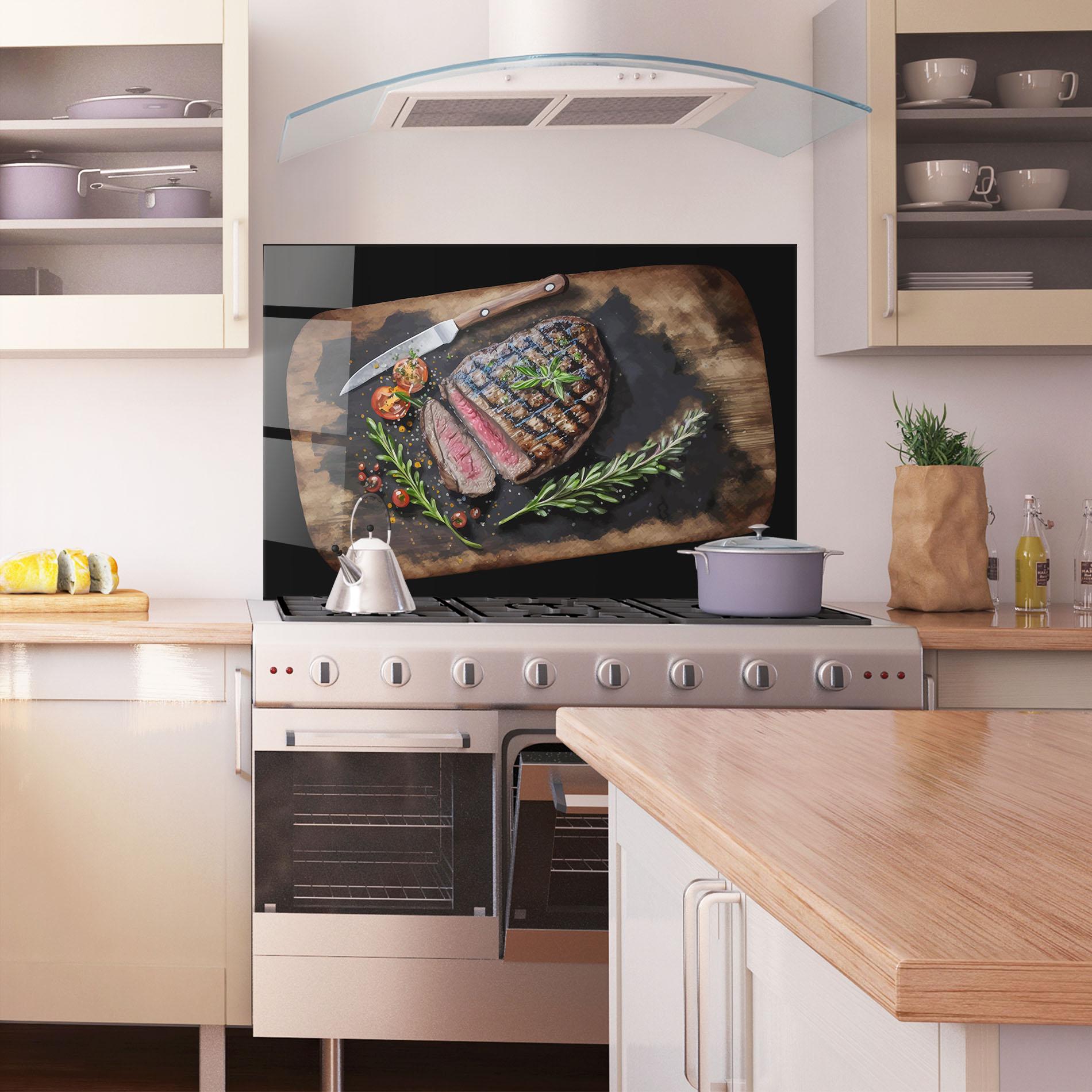 Panou Sticla Bucatarie Tasty Meat mockup 1