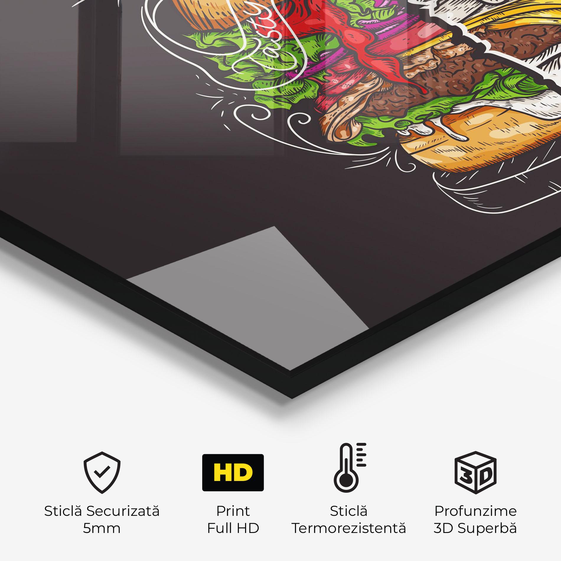 Panou Sticla Bucatarie Burger Art mockup 2