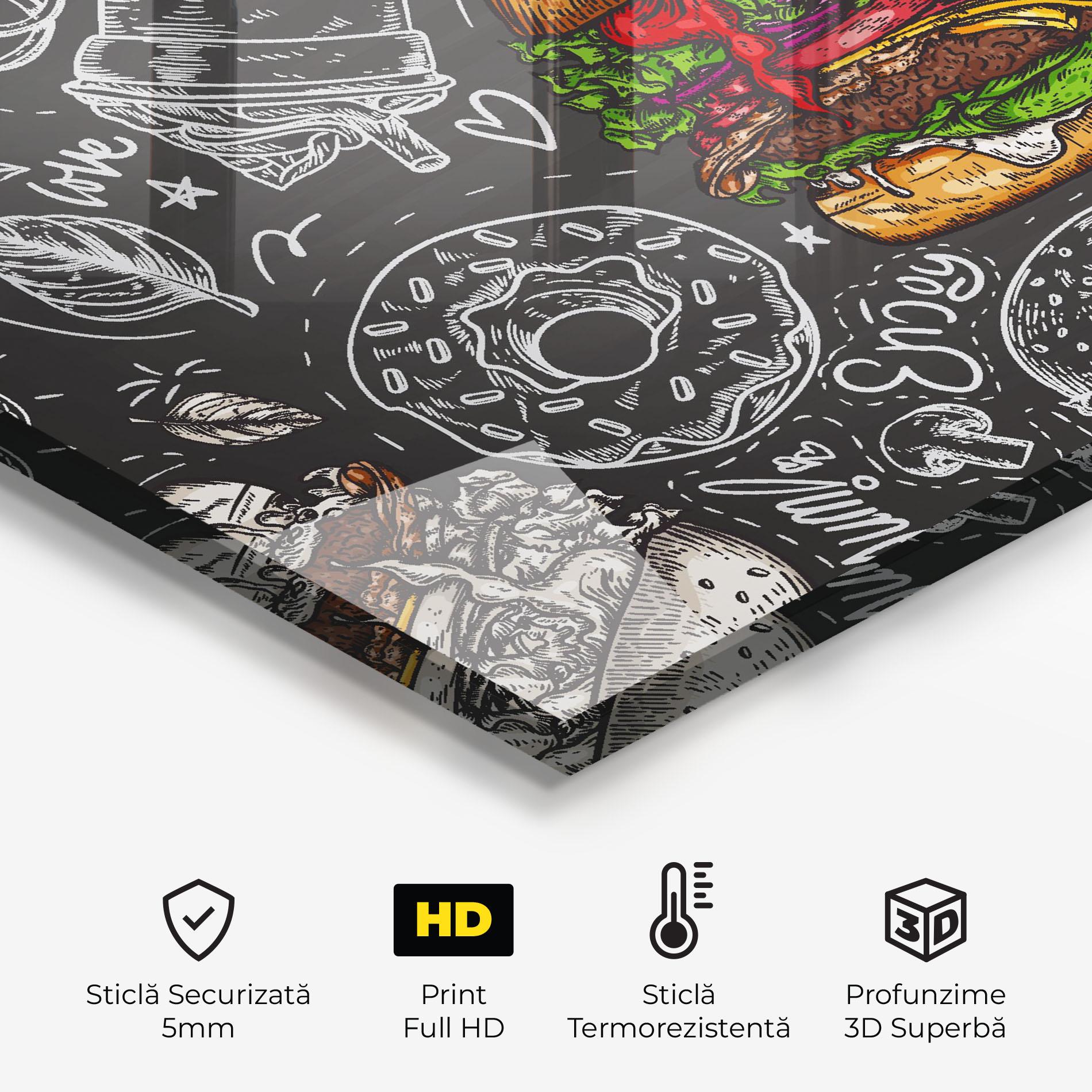 Panou Sticla Bucatarie Color Mix Burger mockup 2