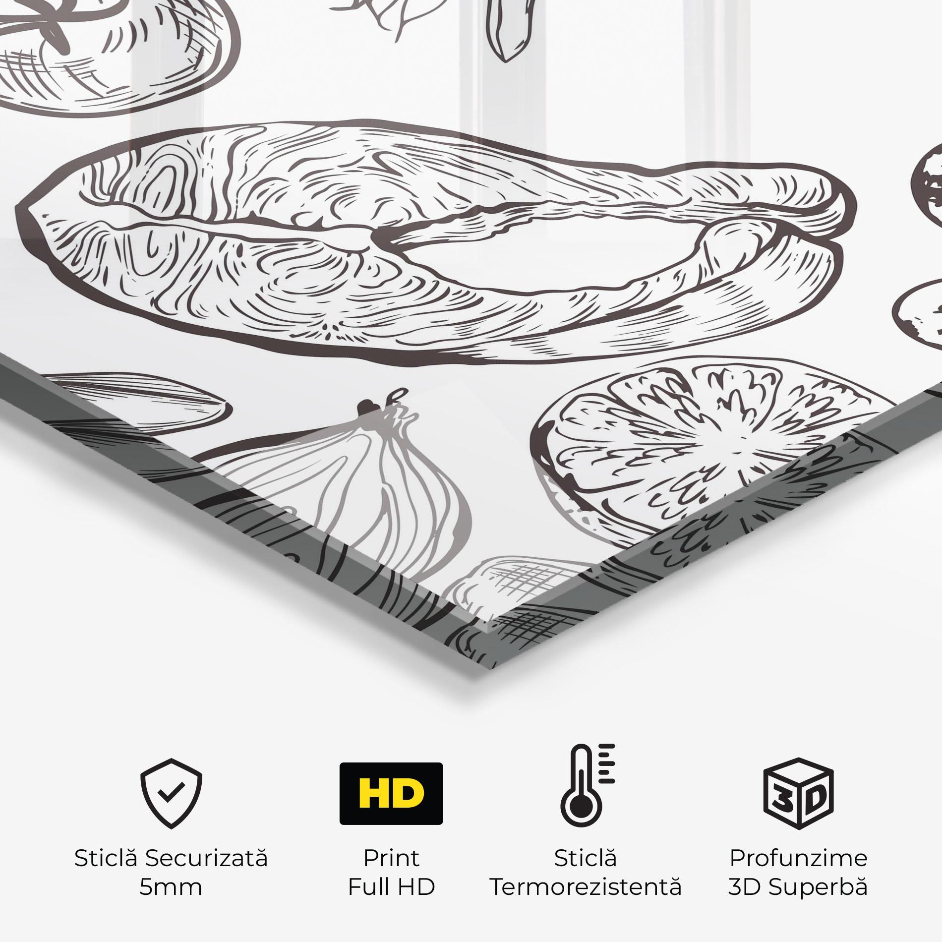 Panou Sticla Bucatarie Grey Line Food mockup 2