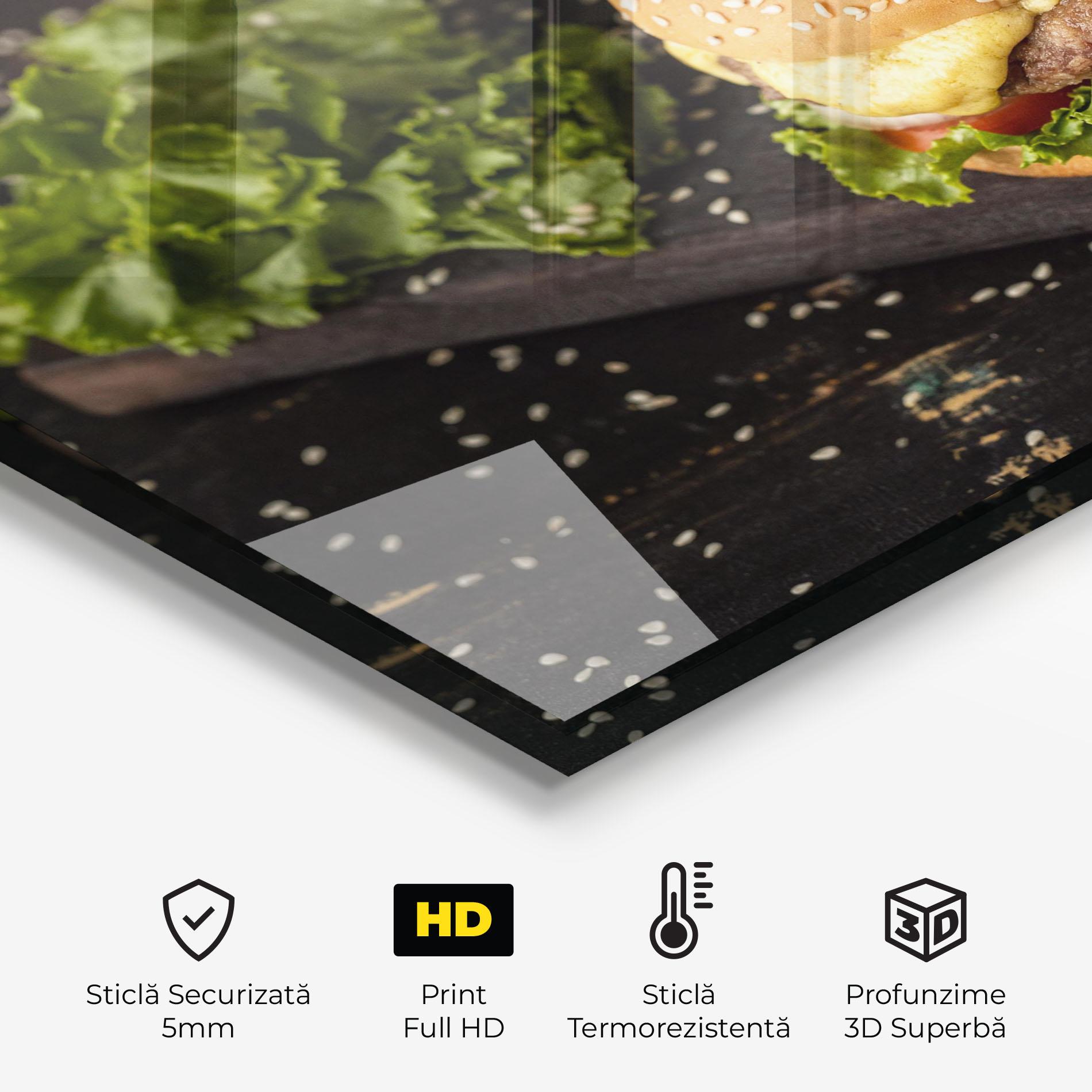 Panou Sticla Bucatarie Salad Hamburger mockup 2
