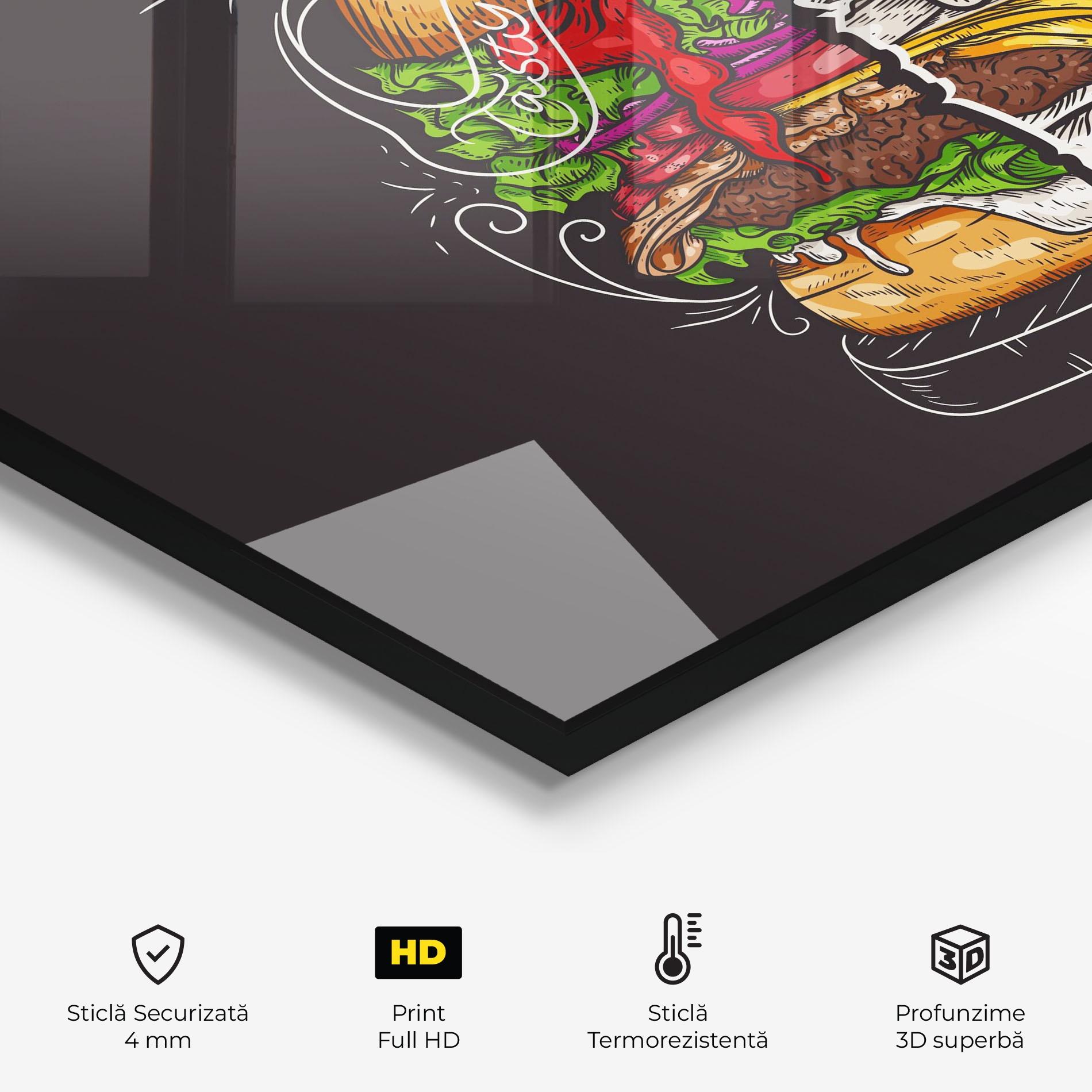 Panou Sticla Bucatarie Burger Art mockup 2