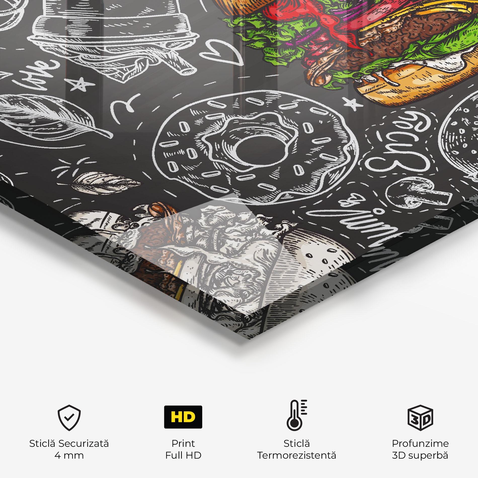 Panou Sticla Bucatarie Color Mix Burger mockup 2