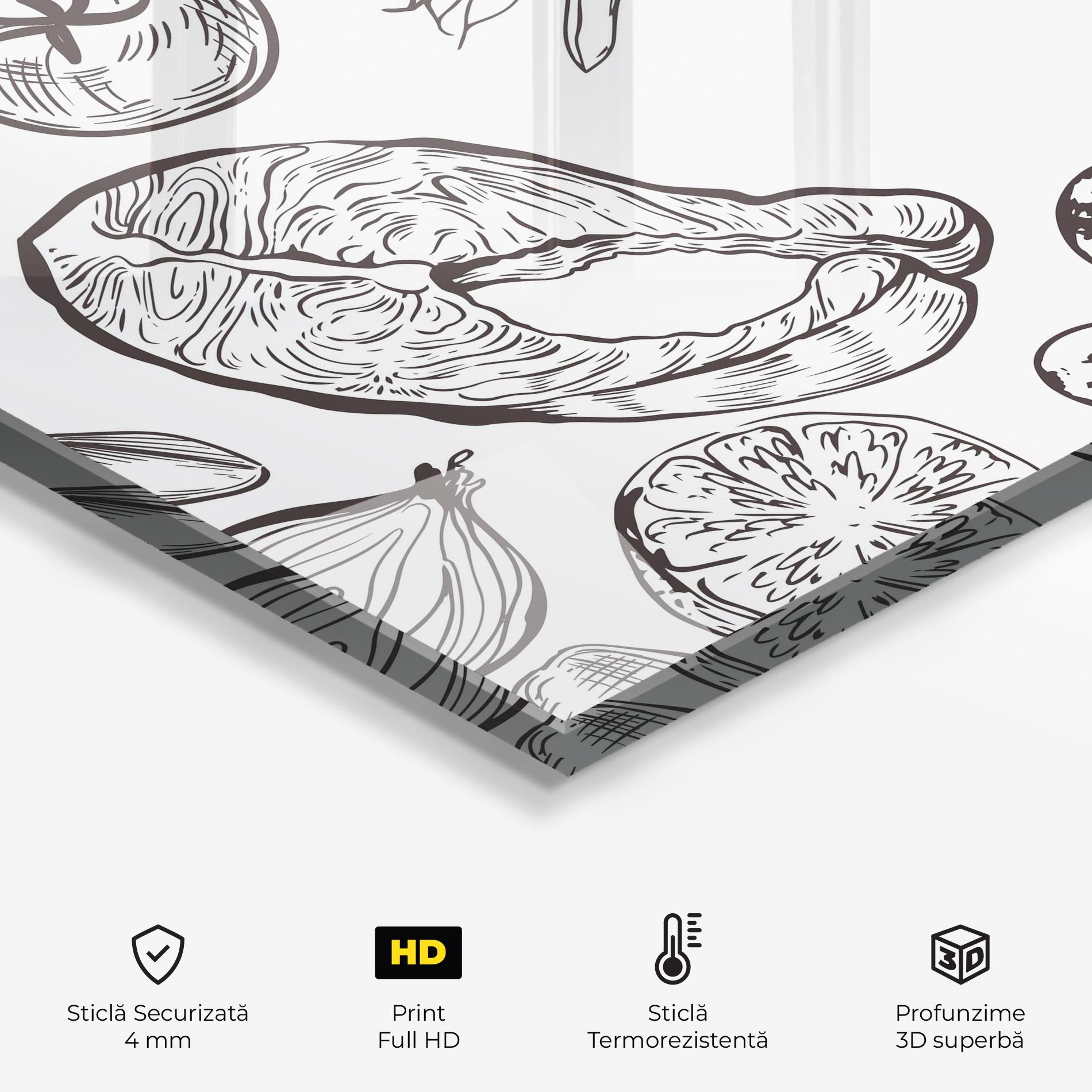 Panou Sticla Bucatarie Grey Line Food mockup 2