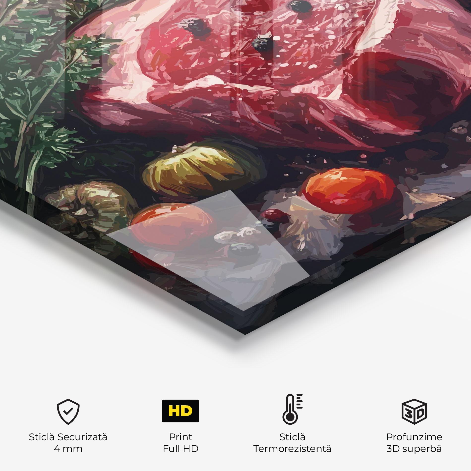 Panou Sticla Bucatarie Meat With Tomatoes mockup 2
