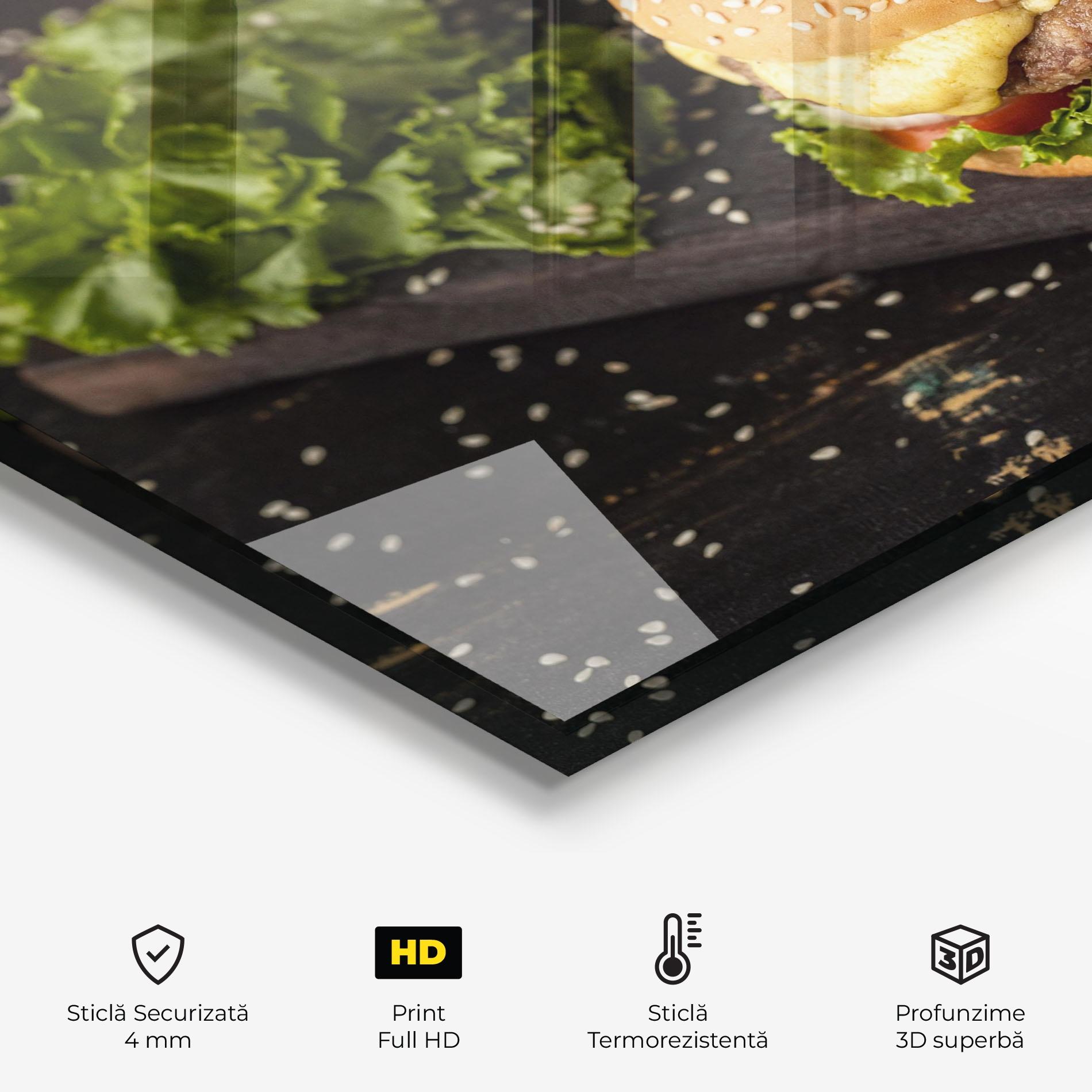 Panou Sticla Bucatarie Salad Hamburger mockup 2
