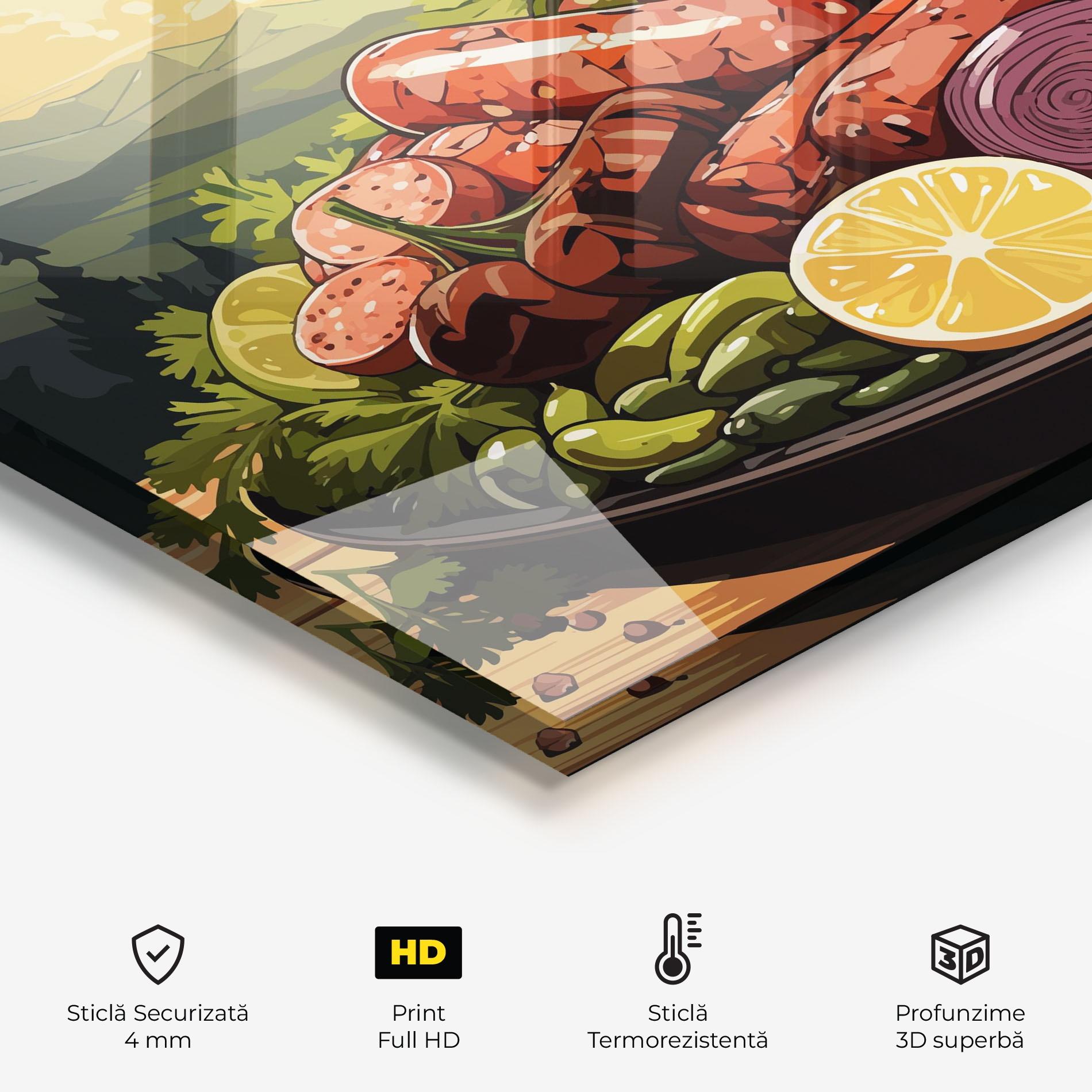 Panou Sticla Bucatarie Sunset Sousages mockup 2
