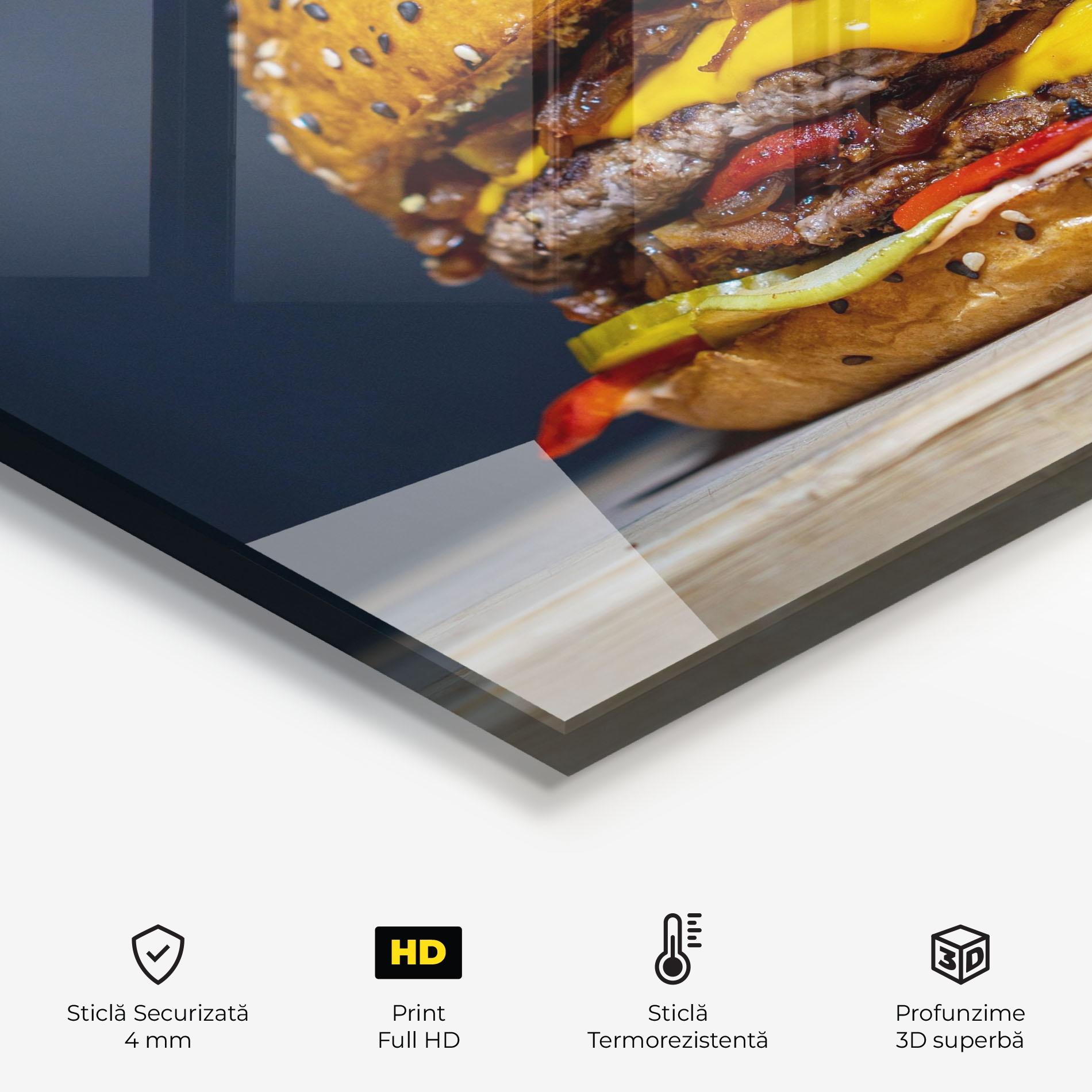 Panou Sticla Bucatarie Tasty Hamburger mockup 2