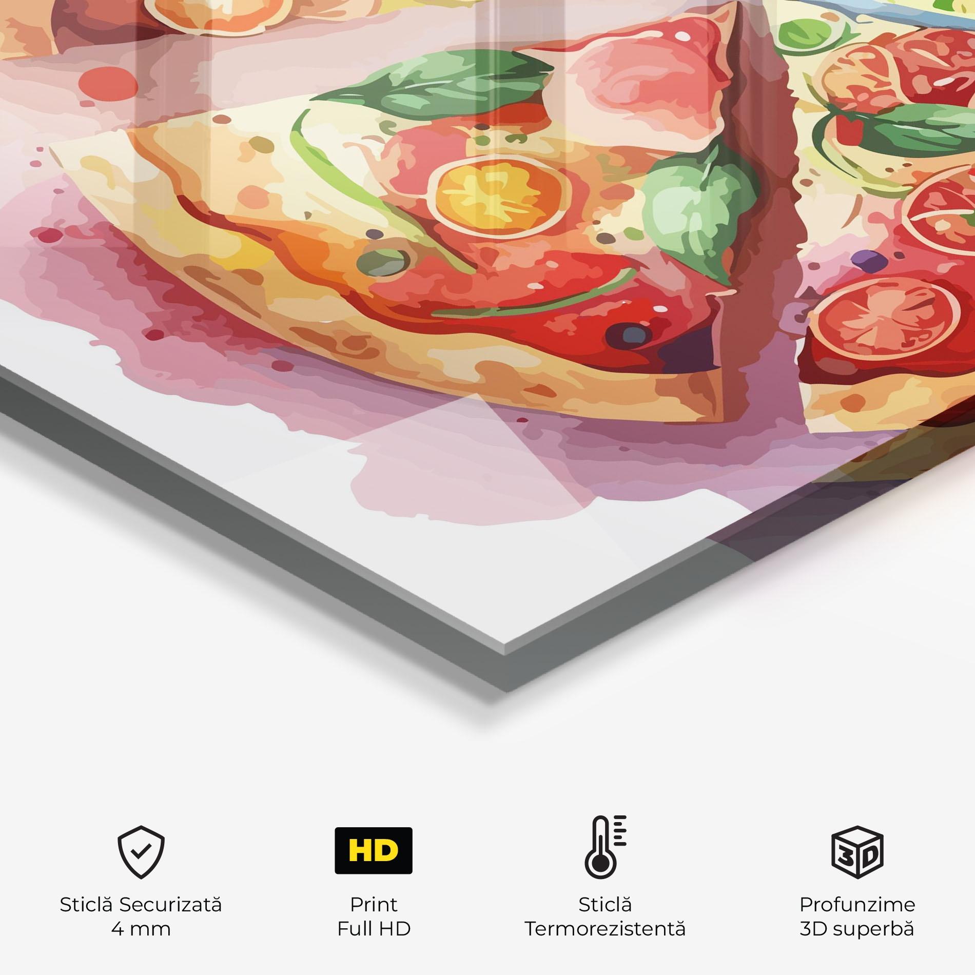Panou Sticla Bucatarie Watercolor Pizza mockup 2