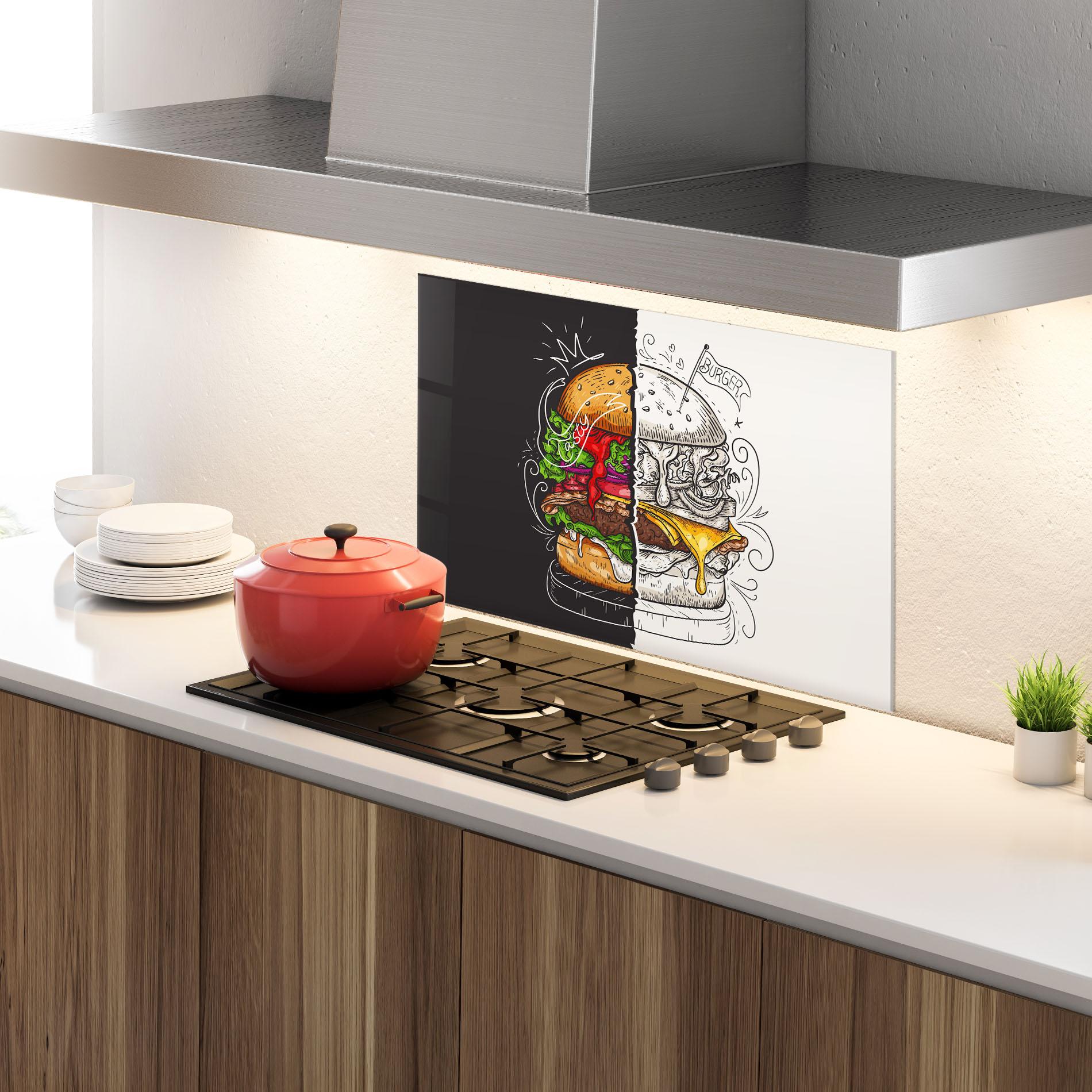 Panou Sticla Bucatarie Burger Art mockup 4