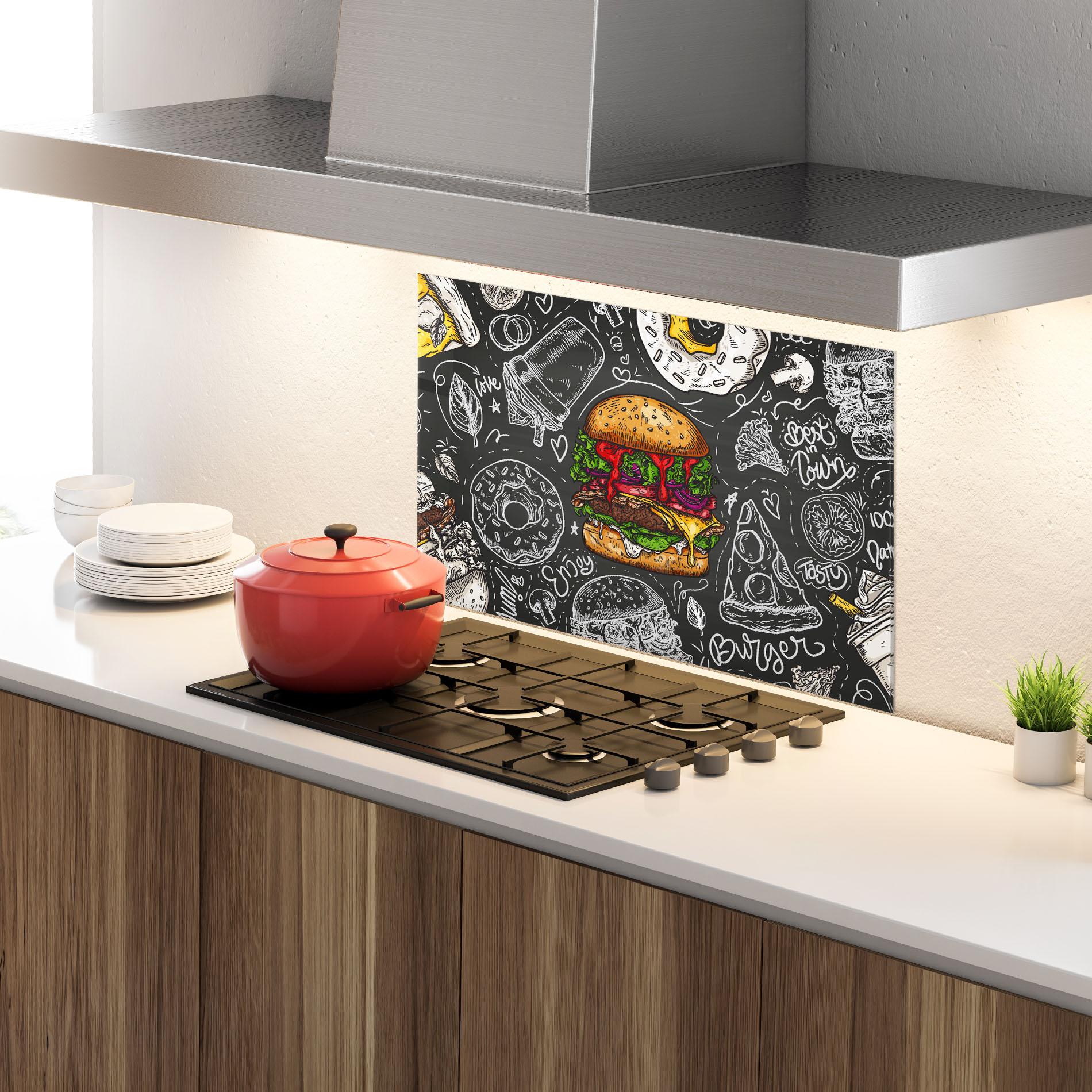 Panou Sticla Bucatarie Color Mix Burger mockup 4