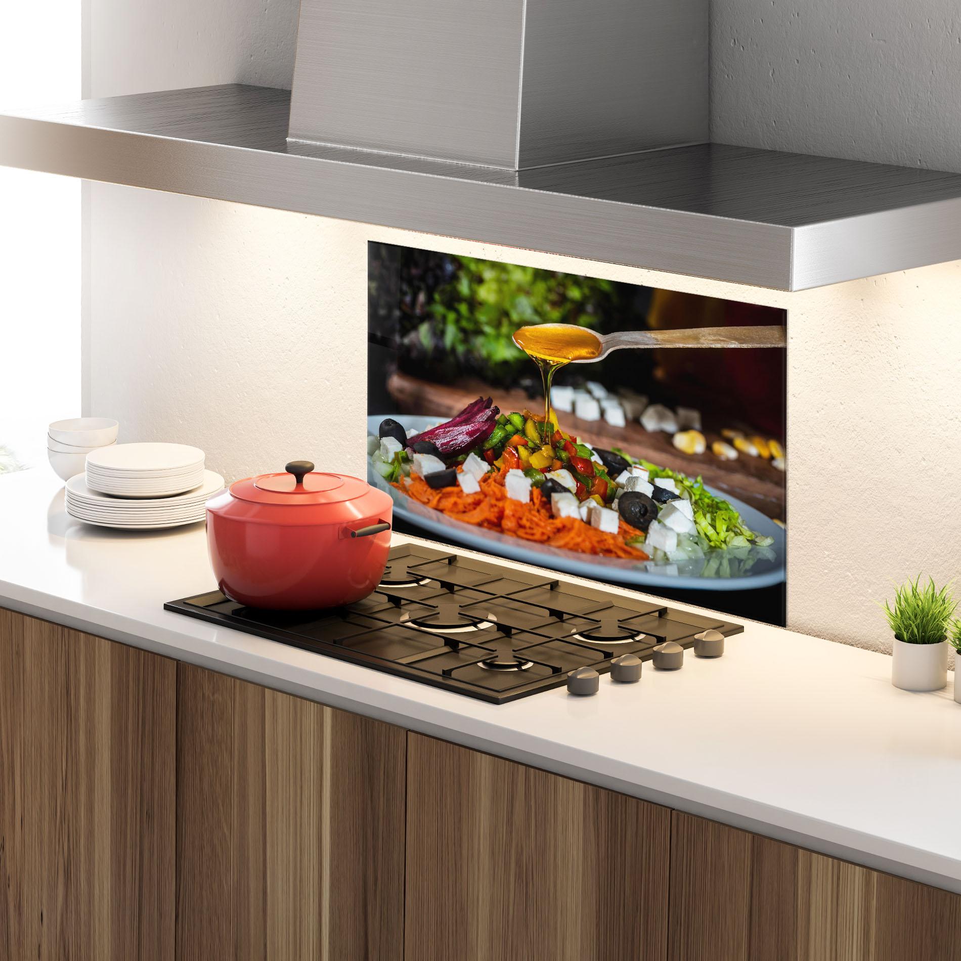 Panou Sticla Bucatarie Honey Over Food mockup 4