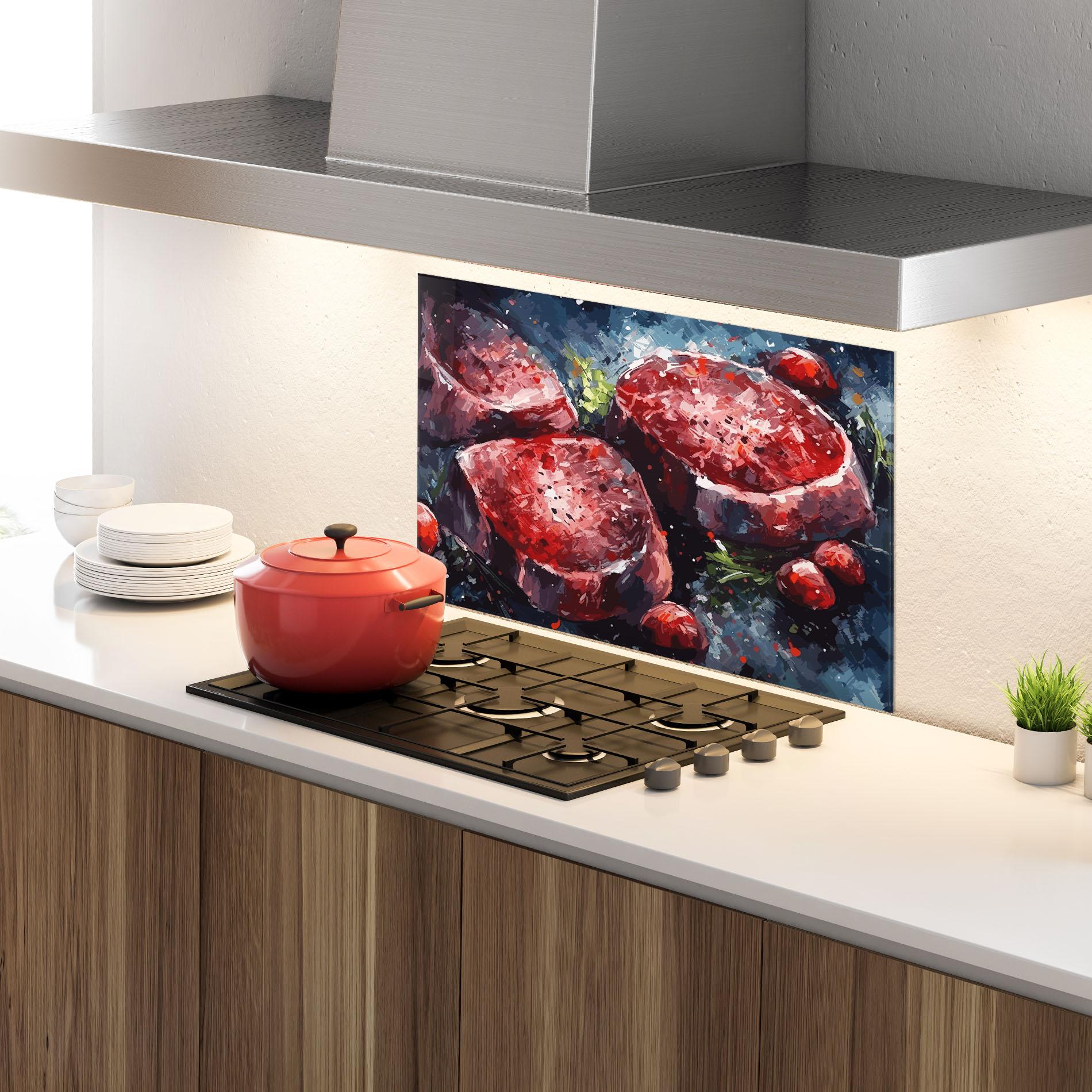 Panou Sticla Bucatarie Meat Art mockup 4