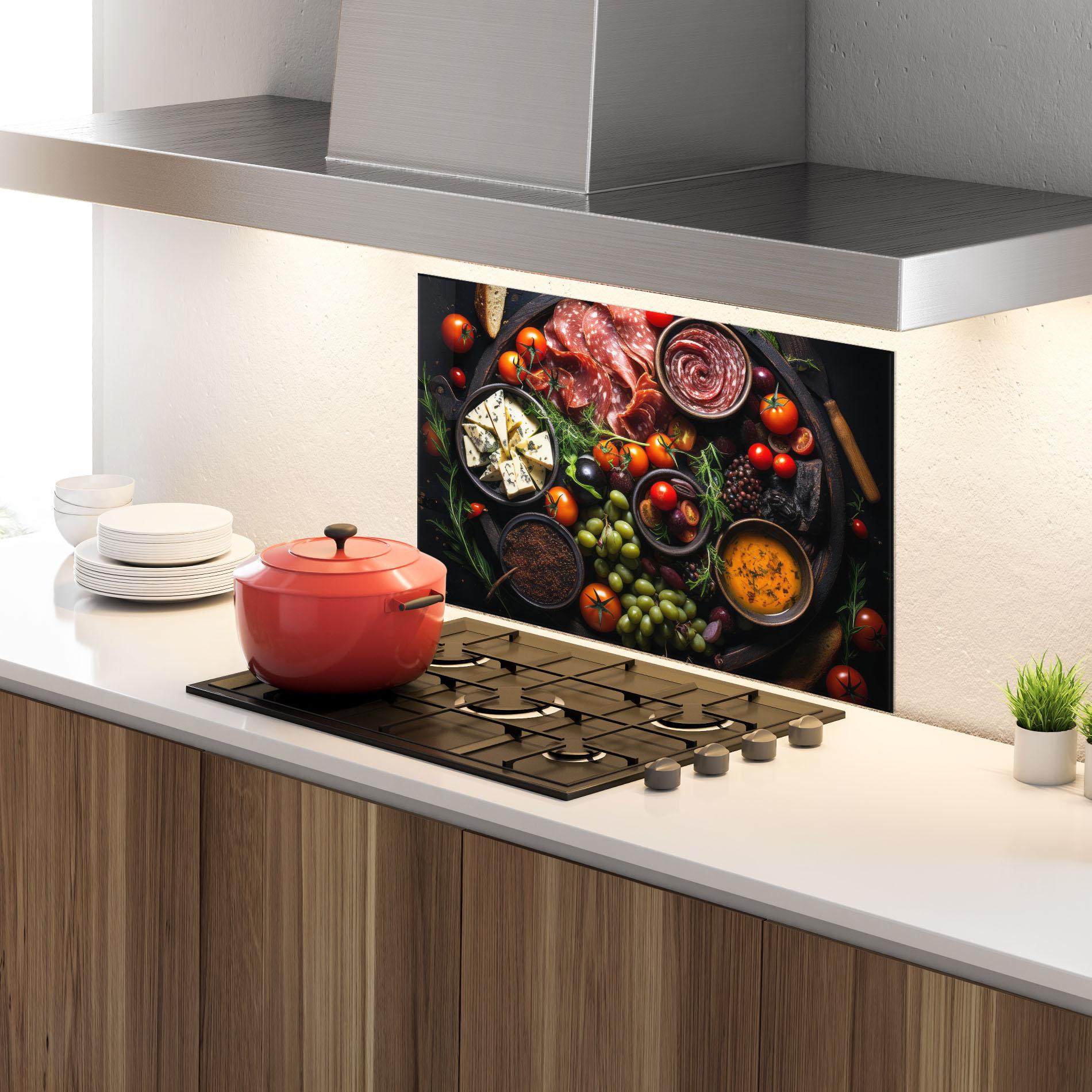 Panou Sticla Bucatarie Meats Assortment mockup 4