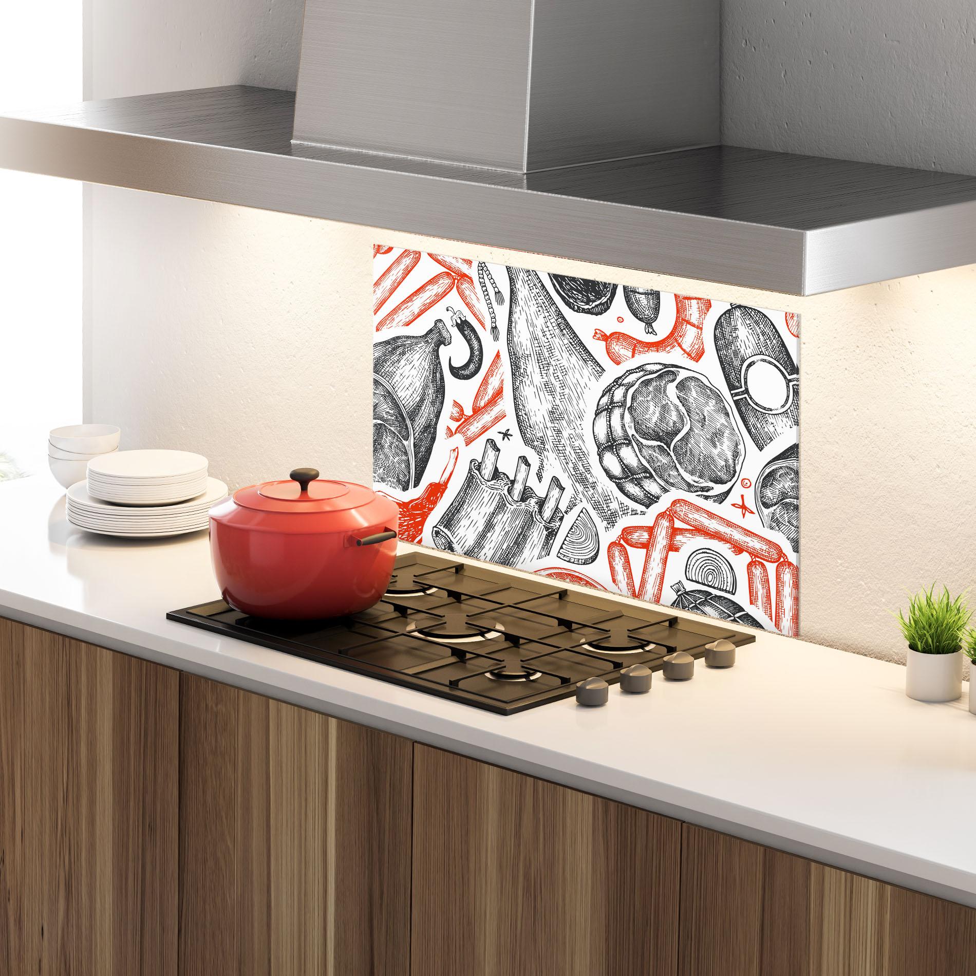 Panou Sticla Bucatarie Orange Grey Meat mockup 4