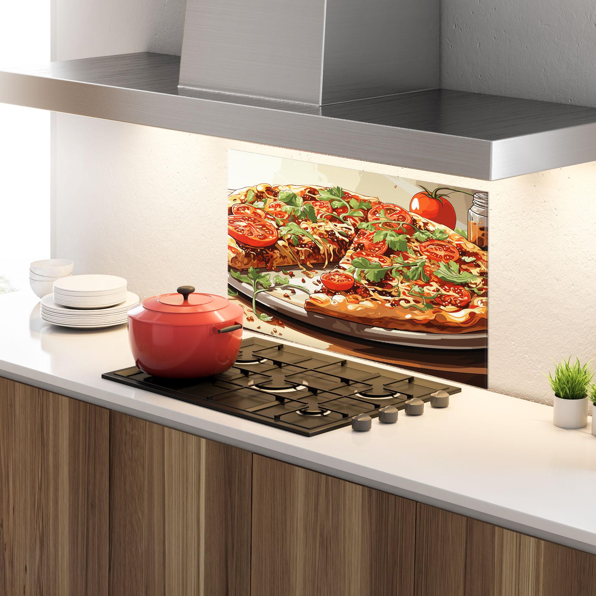Panou Sticla Bucatarie Pizza View mockup 4