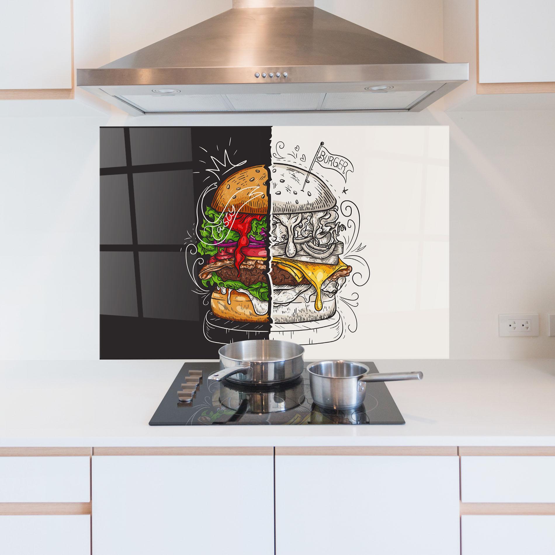 Panou Sticla Bucatarie Burger Art mockup 5