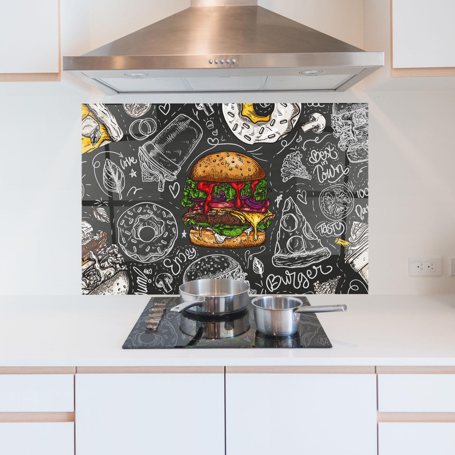 Panou Sticla Bucatarie Color Mix Burger mockup 5