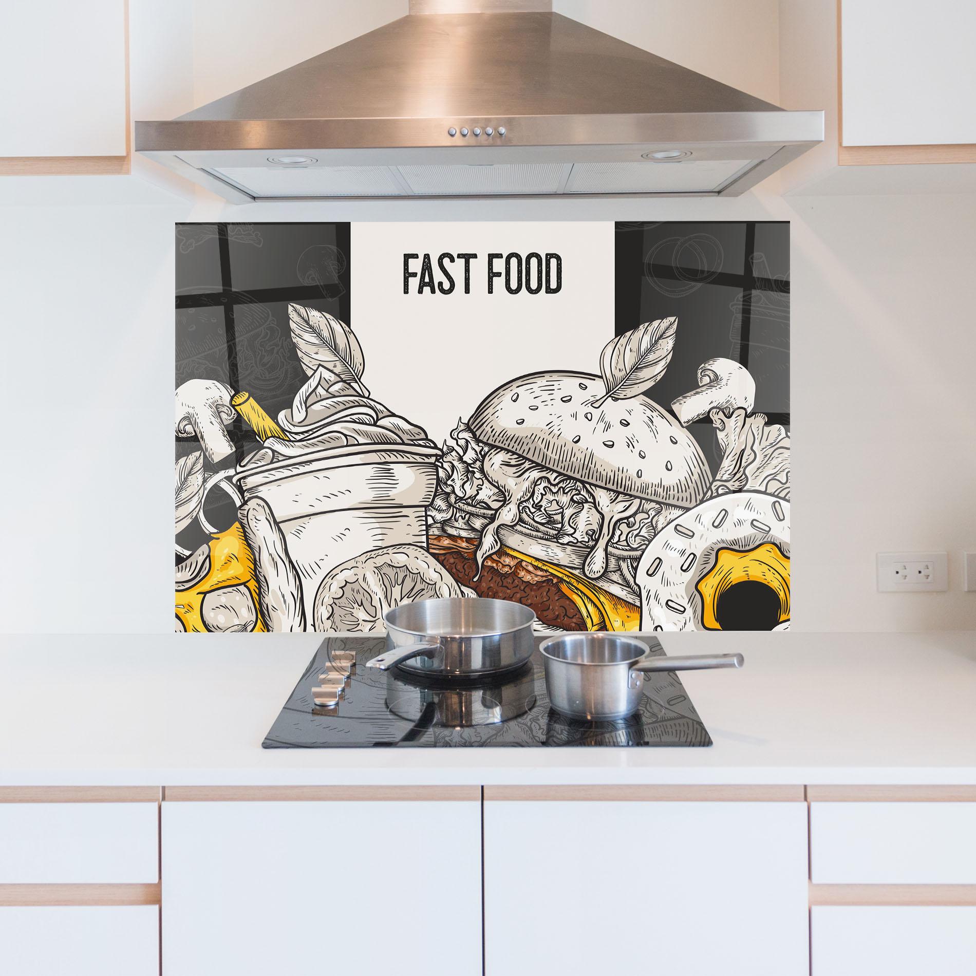 Panou Sticla Bucatarie Fast Food mockup 5